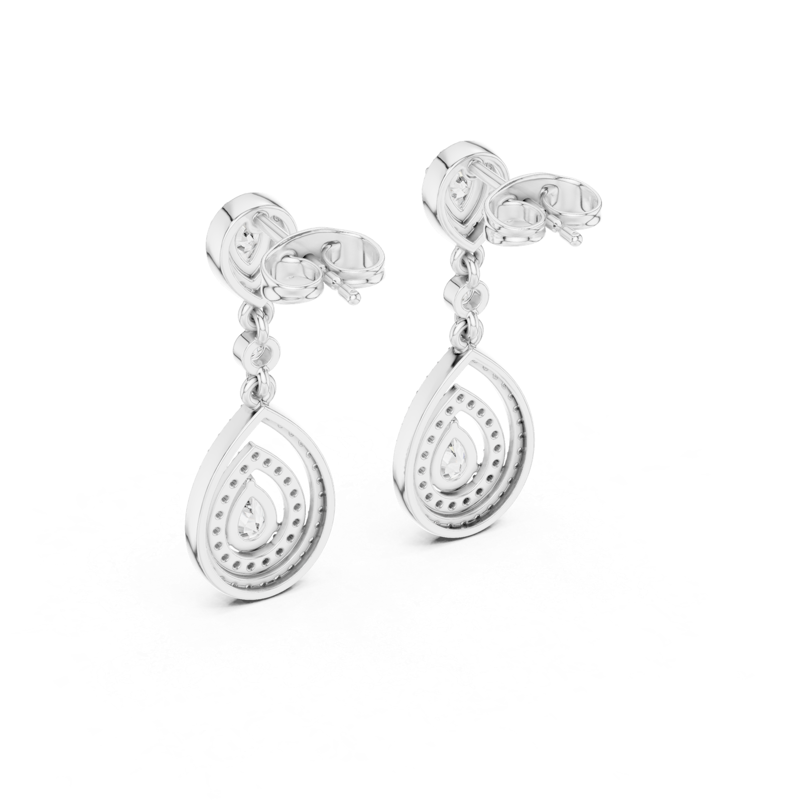 Solara Pear Double Halo Diamond Earrings