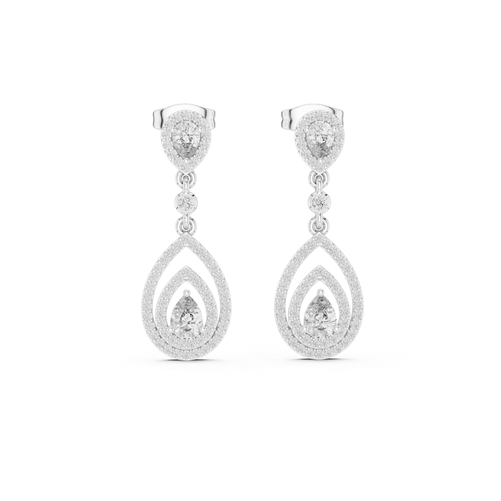 Solara Pear Double Halo Diamond Earrings