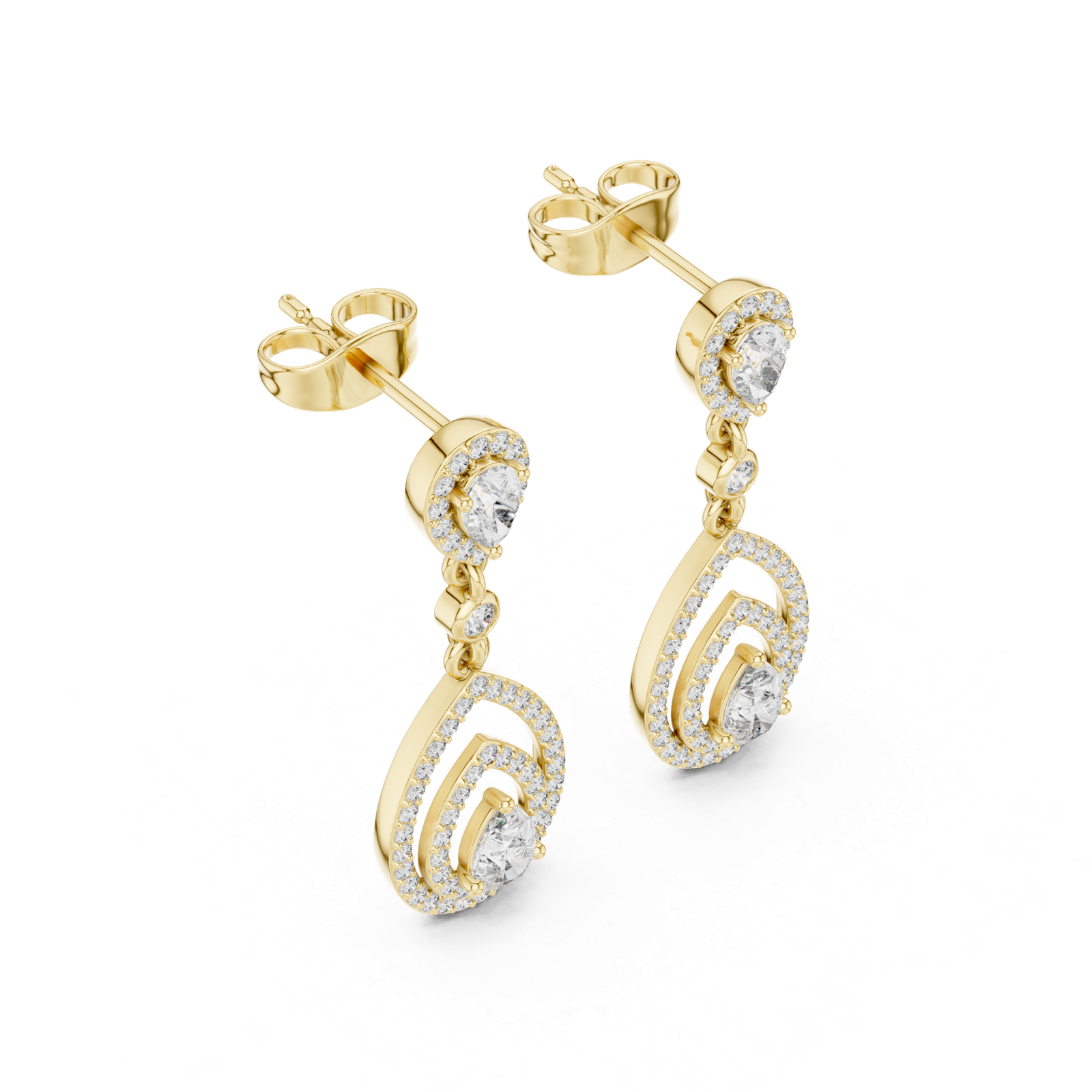 Solara Pear Double Halo Diamond Earrings