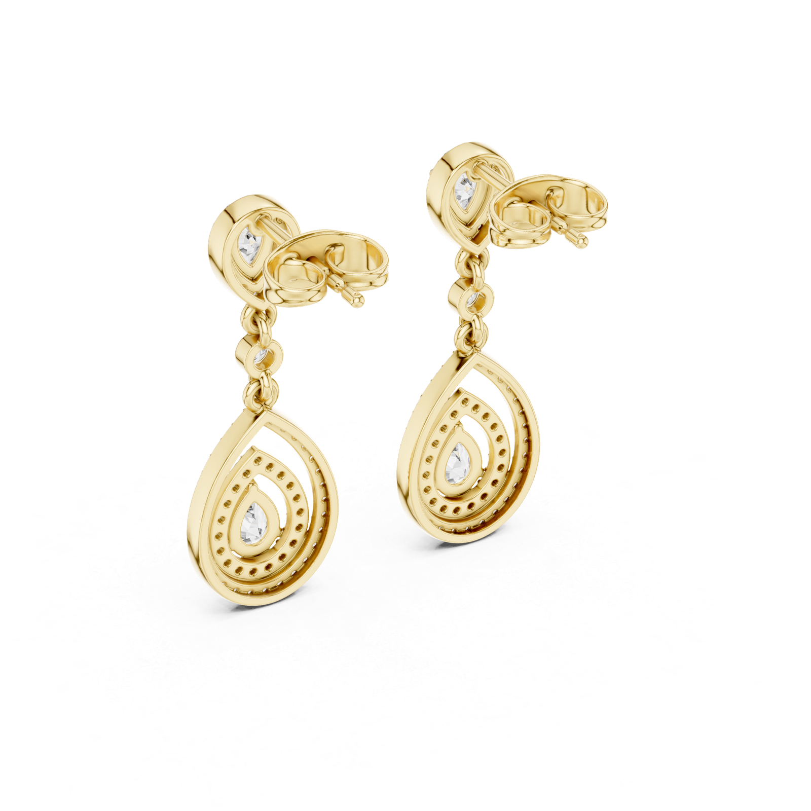 Solara Pear Double Halo Diamond Earrings