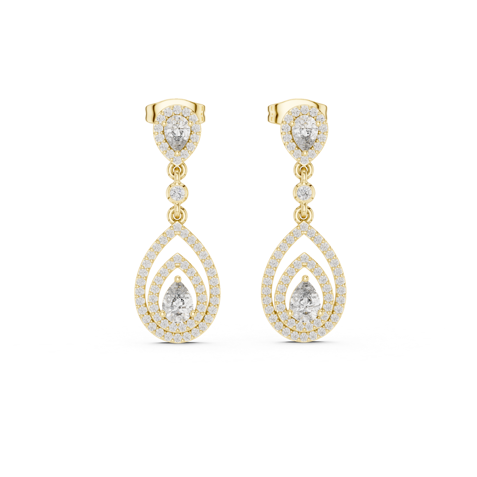 Solara Pear Double Halo Diamond Earrings
