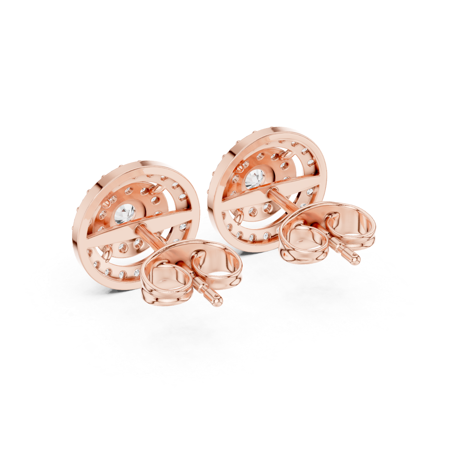 Aurelia Round Cushion Halo Diamond Stud Earrings