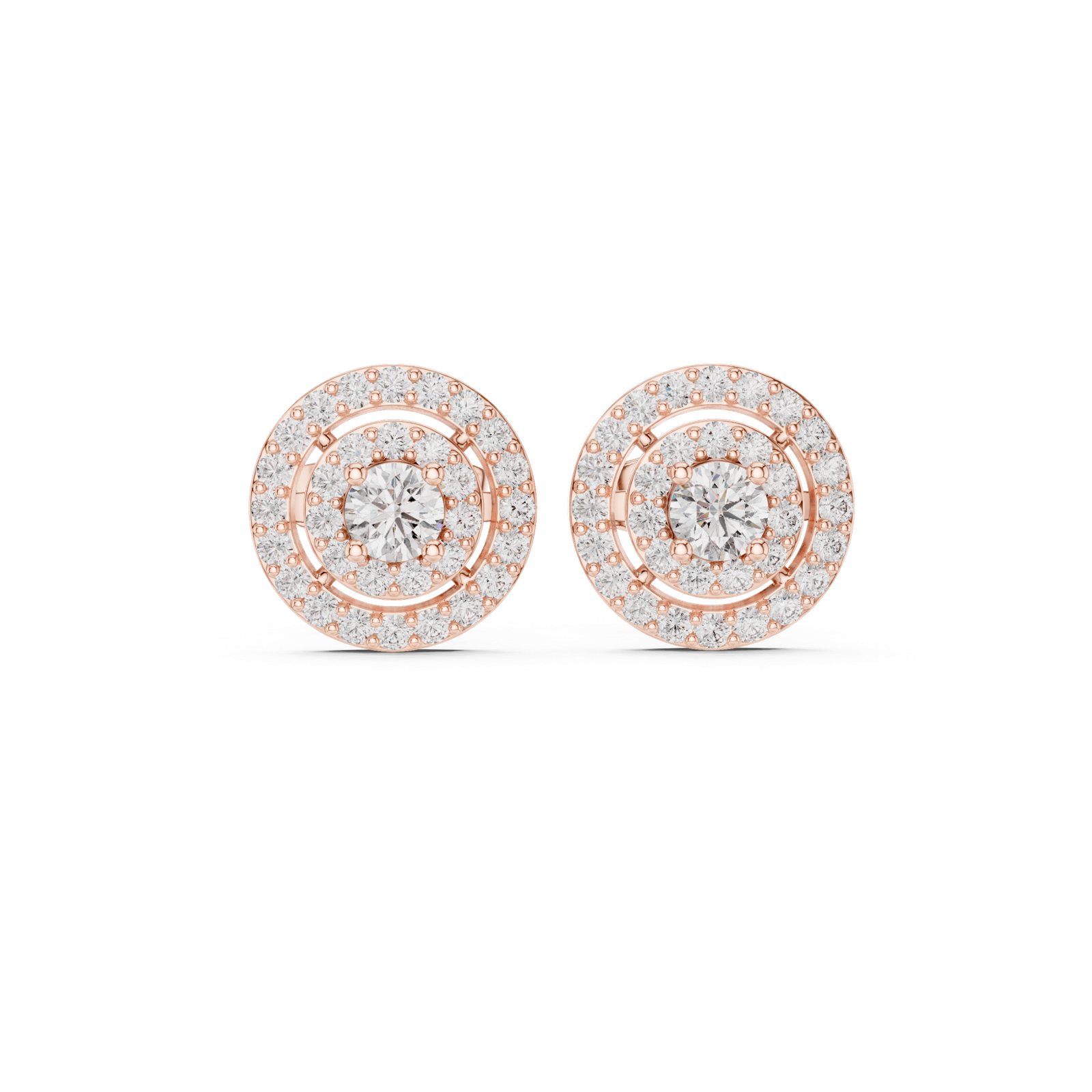 Aurelia Round Cushion Halo Diamond Stud Earrings