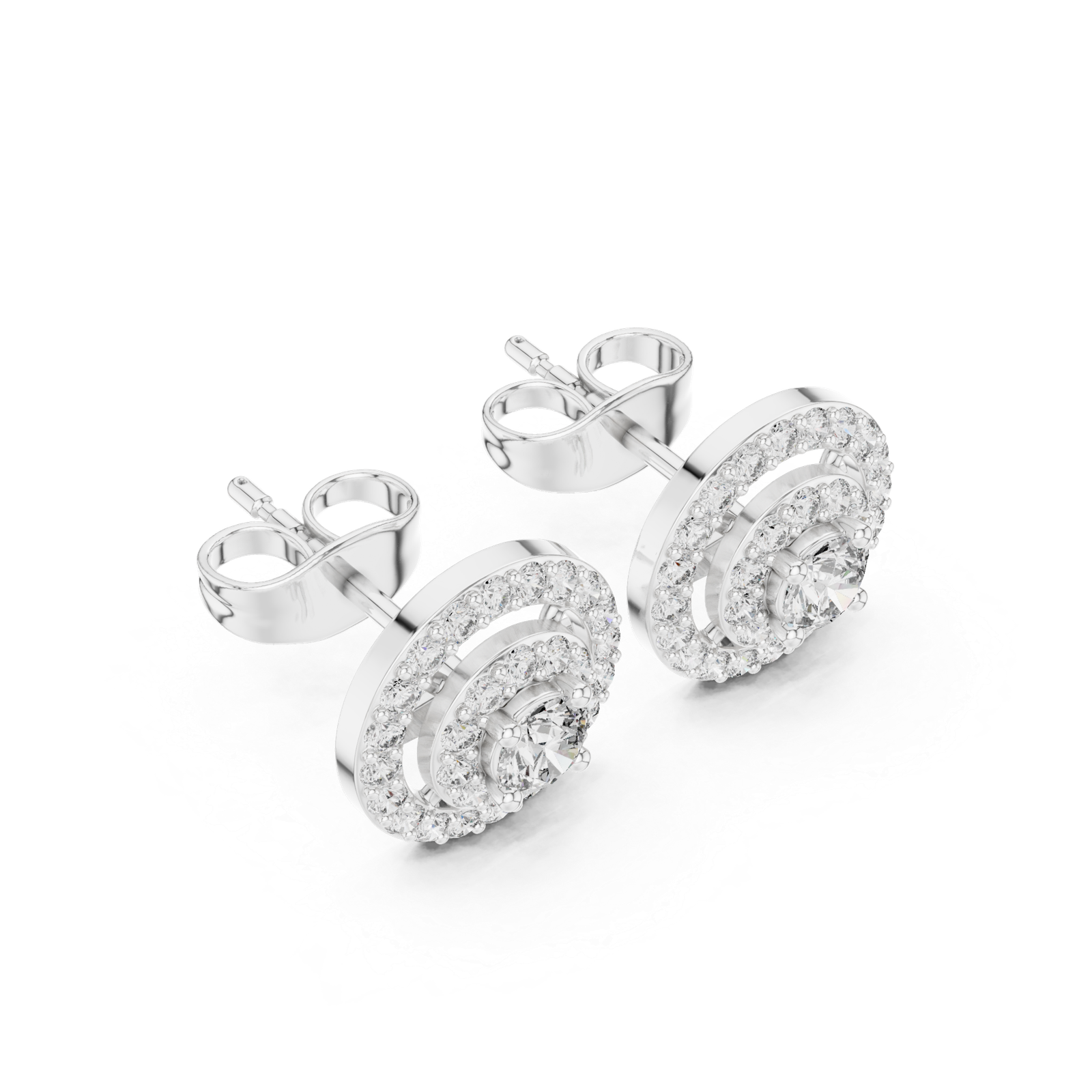 Aurelia Round Cushion Halo Diamond Stud Earrings