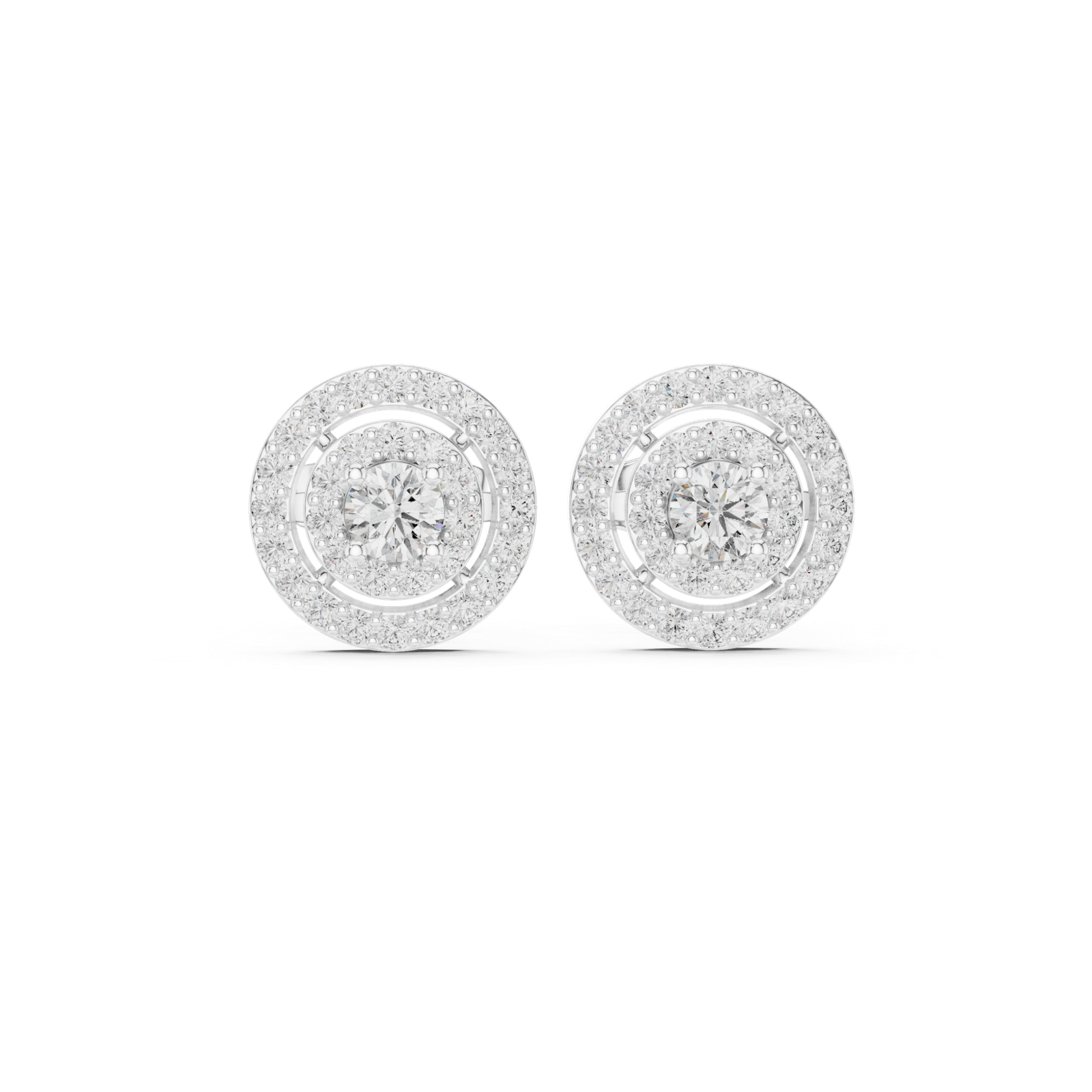 Aurelia Round Cushion Halo Diamond Stud Earrings