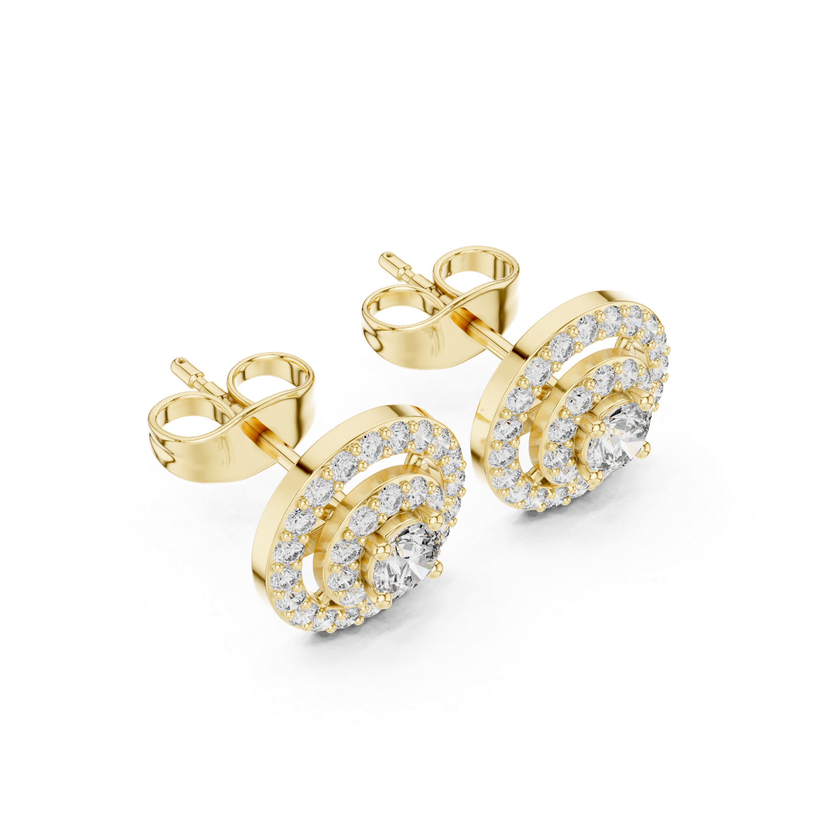 Aurelia Round Cushion Halo Diamond Stud Earrings