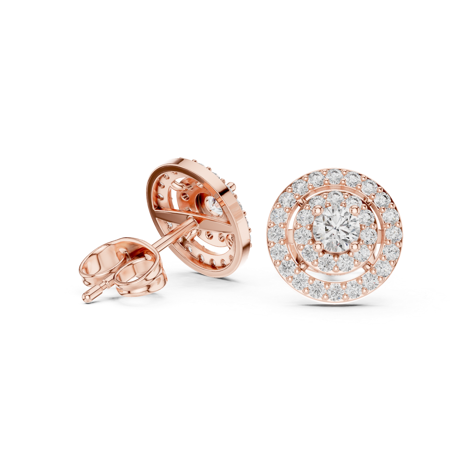 Aurelia Round Cushion Halo Diamond Stud Earrings