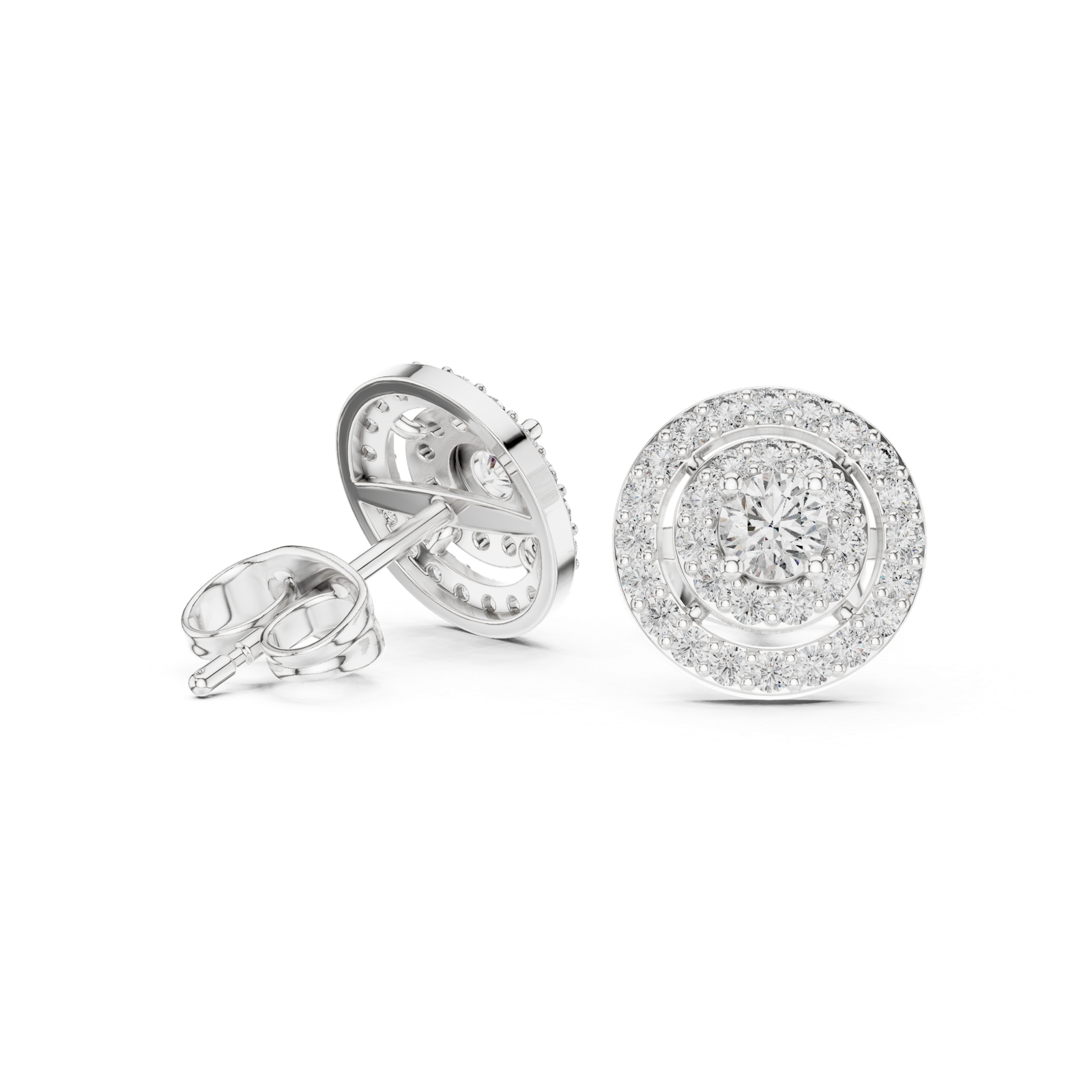 Aurelia Round Cushion Halo Diamond Stud Earrings