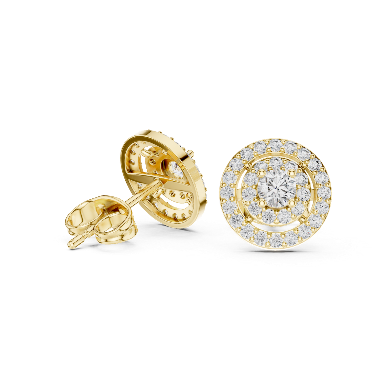 Aurelia Round Cushion Halo Diamond Stud Earrings