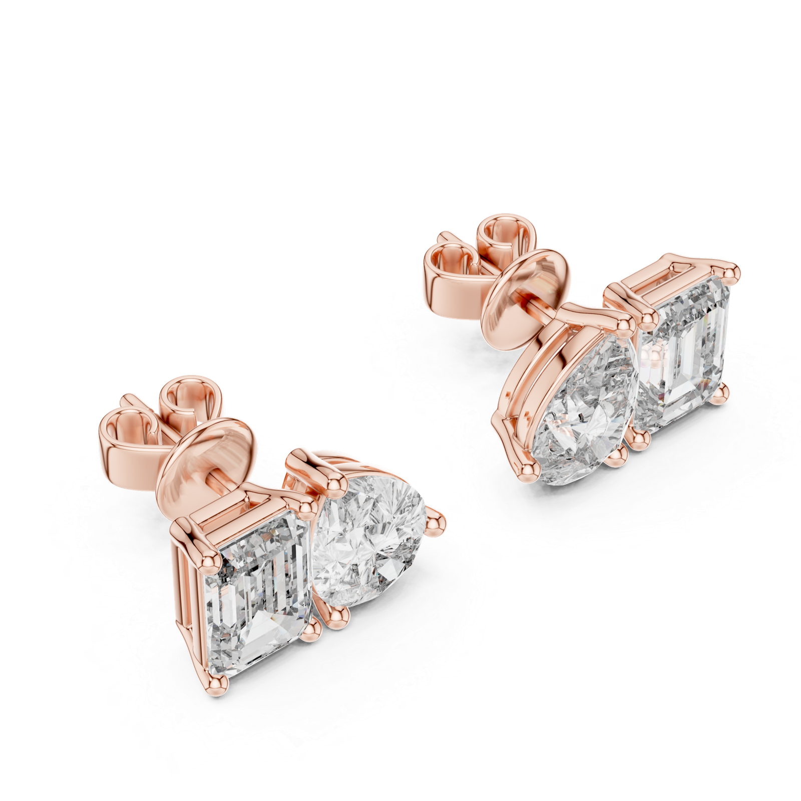 Vesper Pear Emerald Diamond Stud Earrings