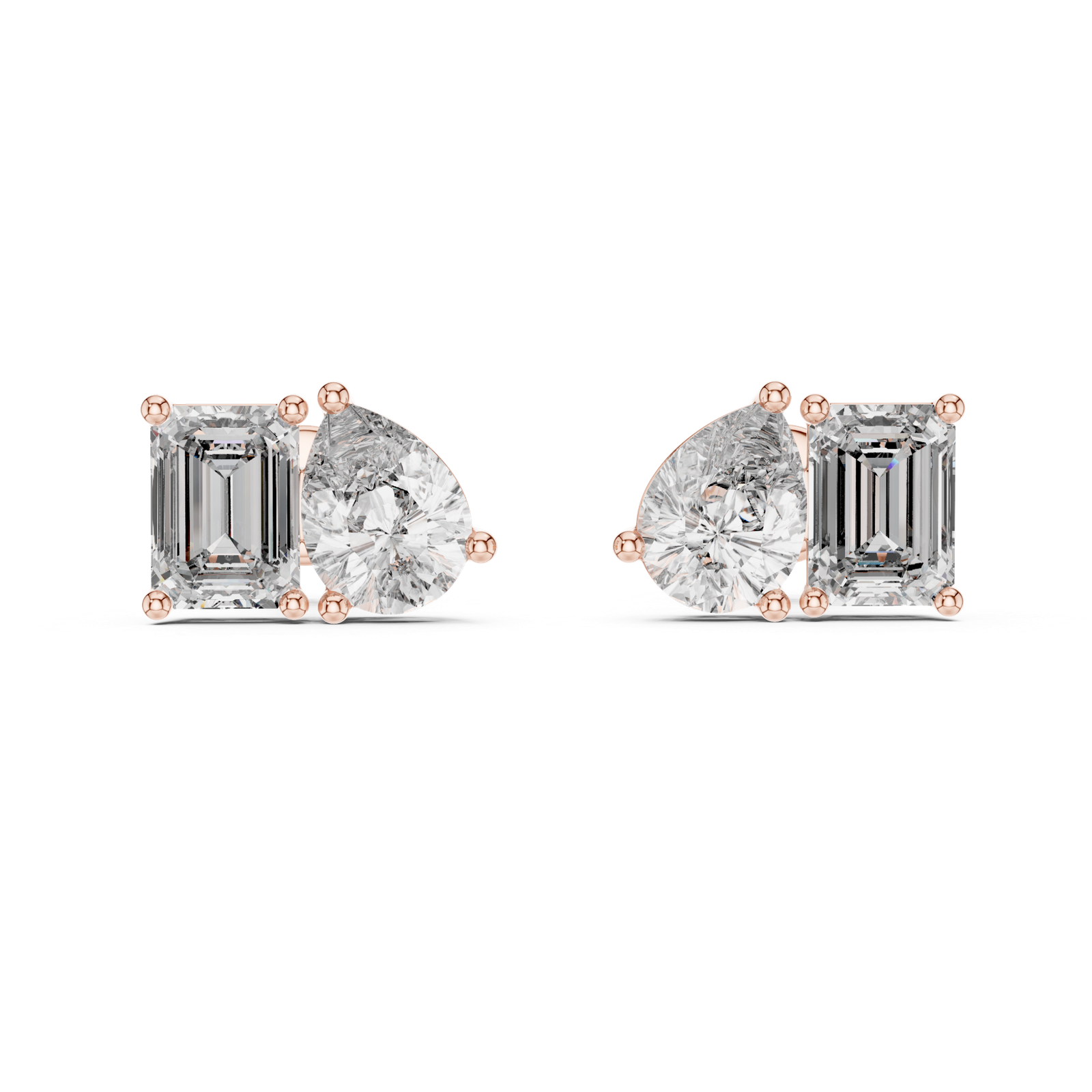 Vesper Pear Emerald Diamond Stud Earrings