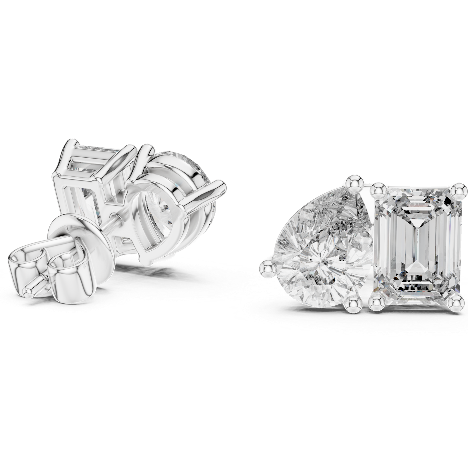 Vesper Pear Emerald Diamond Stud Earrings