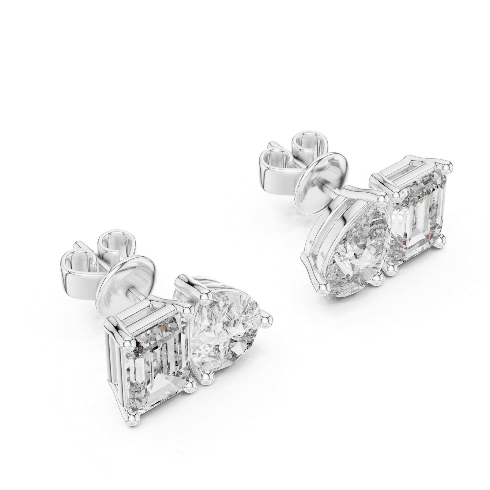 Vesper Pear Emerald Diamond Stud Earrings