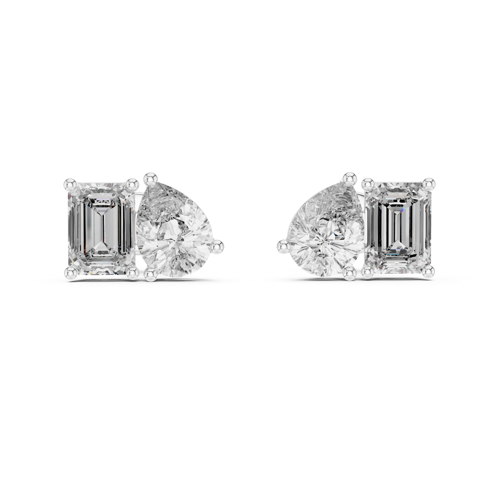 Vesper Pear Emerald Diamond Stud Earrings