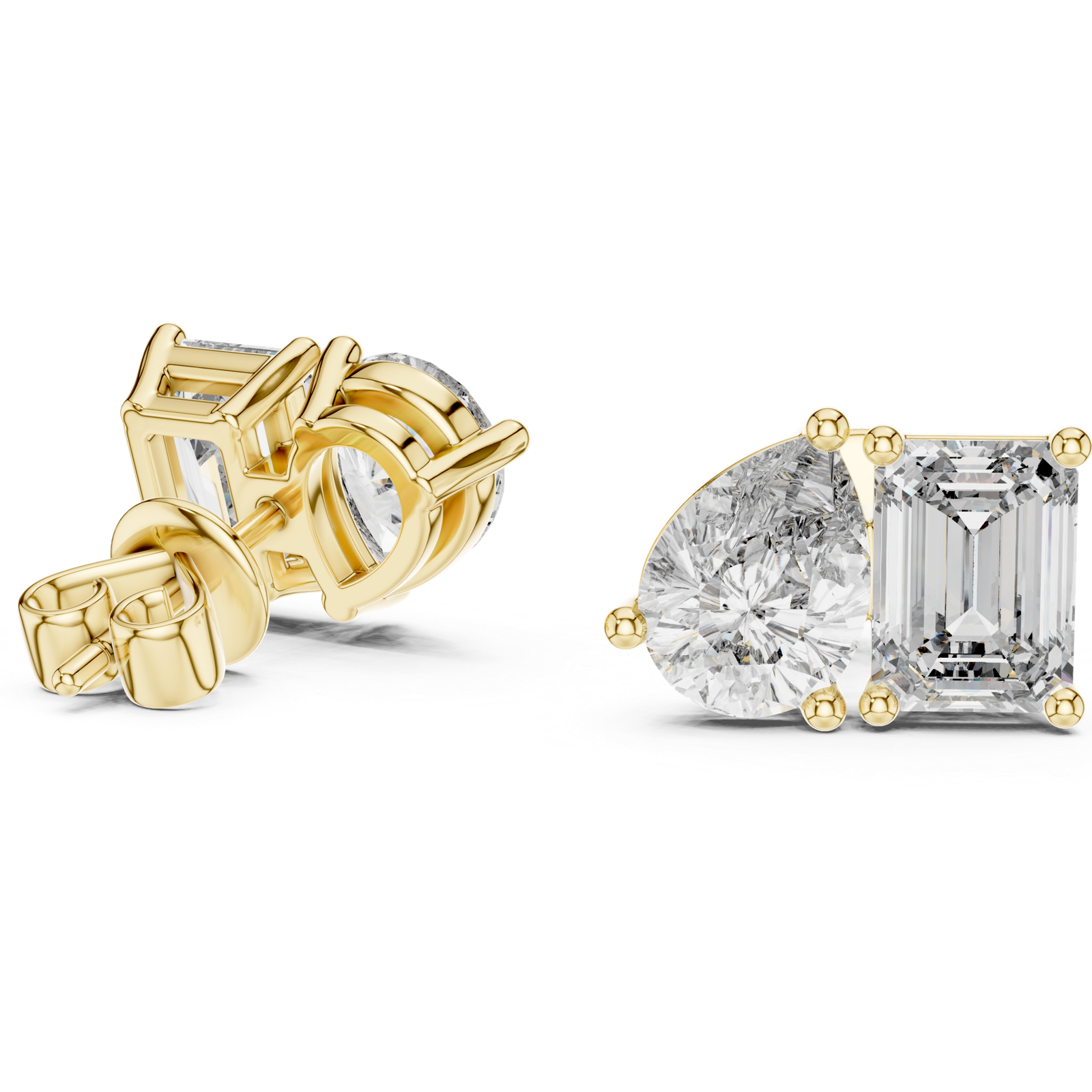 Vesper Pear Emerald Diamond Stud Earrings