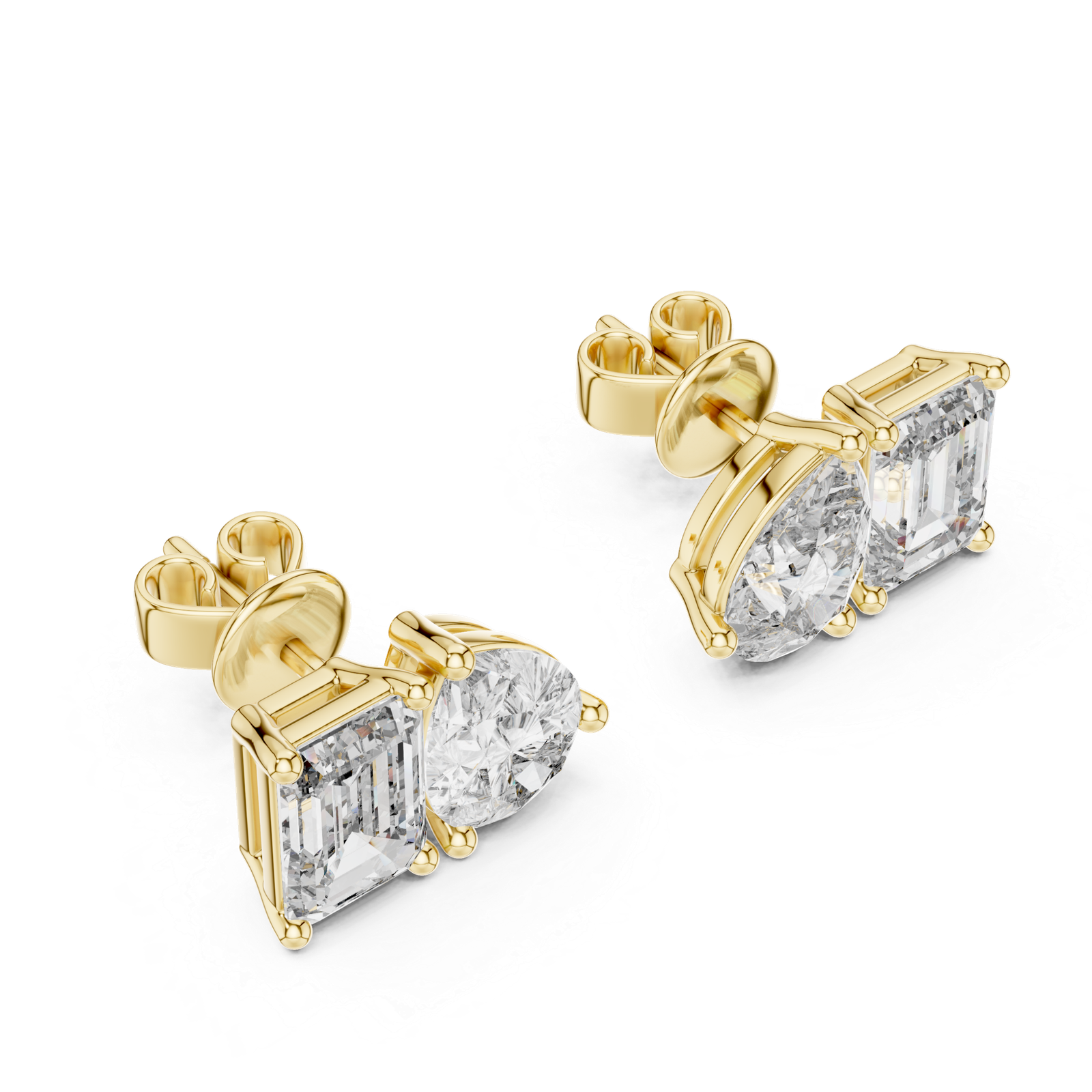 Vesper Pear Emerald Diamond Stud Earrings