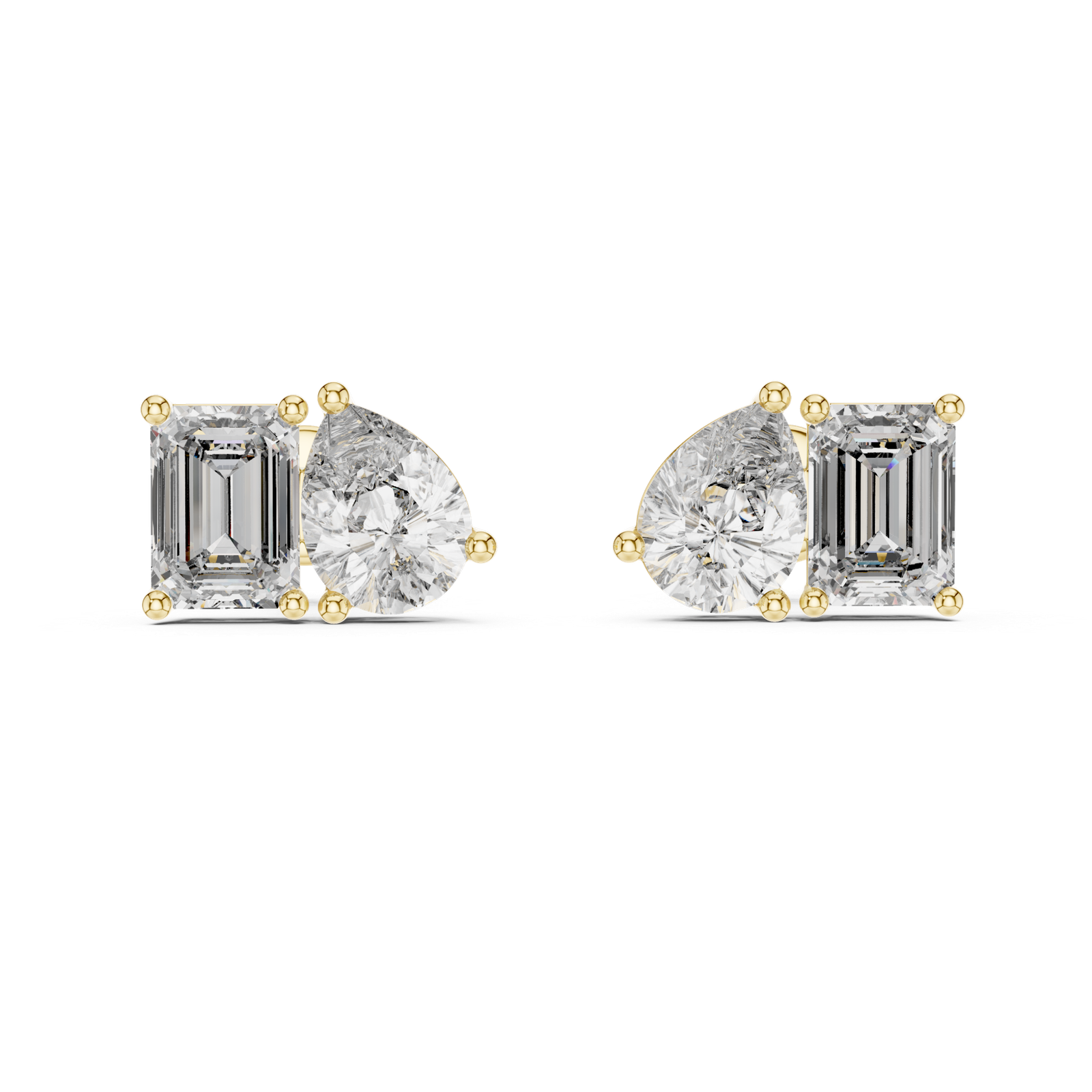 Vesper Pear Emerald Diamond Stud Earrings
