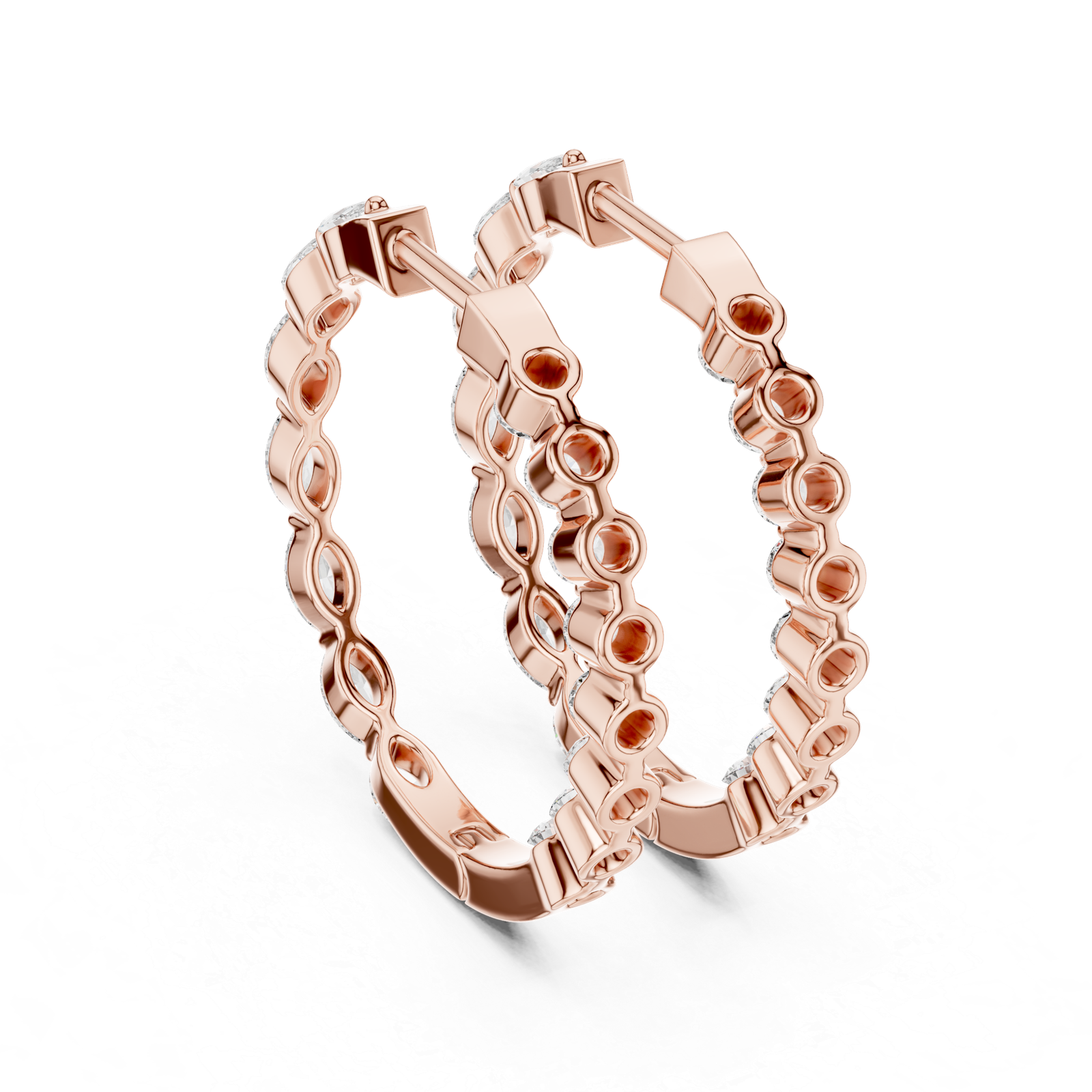 Neroli Marquise Round Diamond Hoop Diamond Earrings