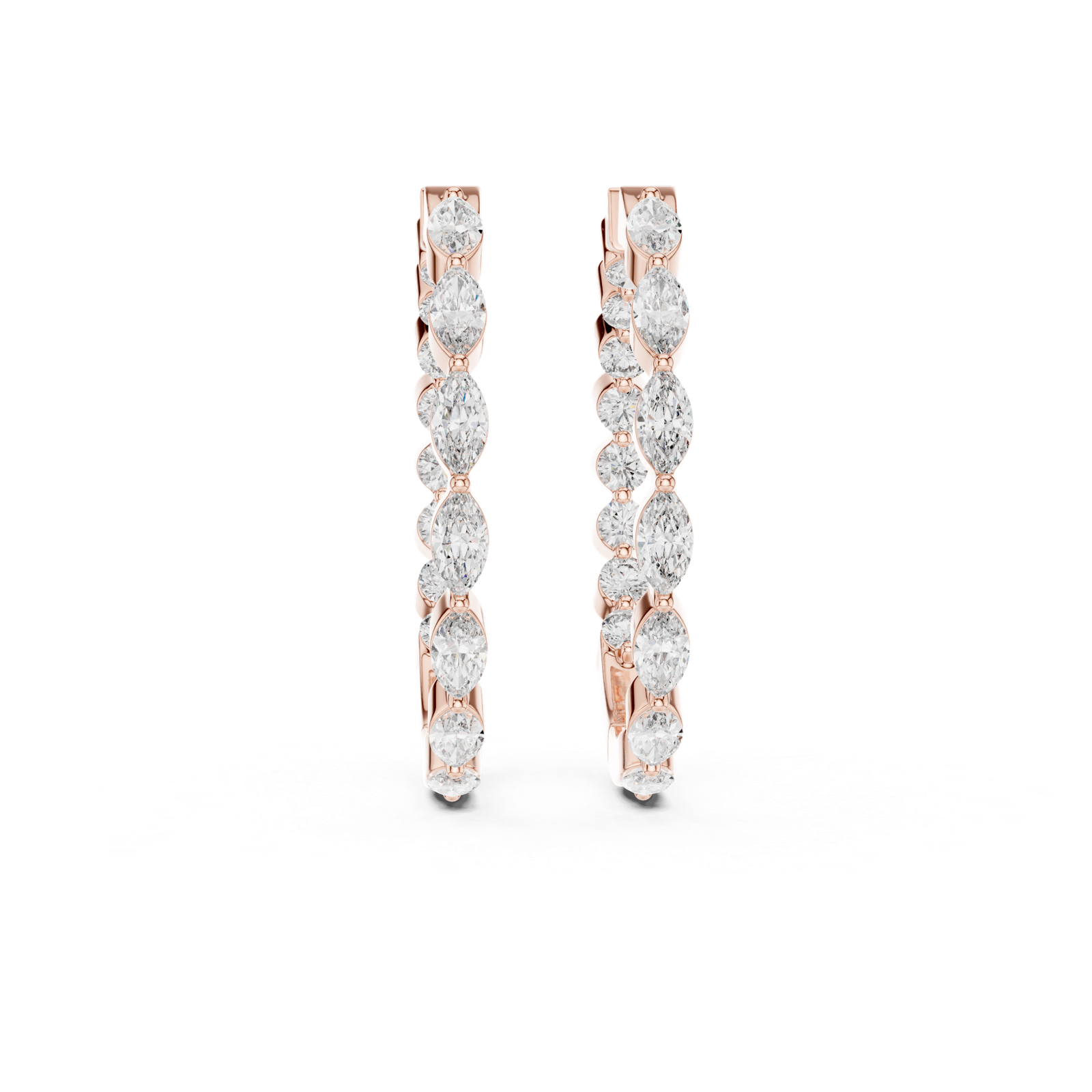 Neroli Marquise Round Diamond Hoop Diamond Earrings