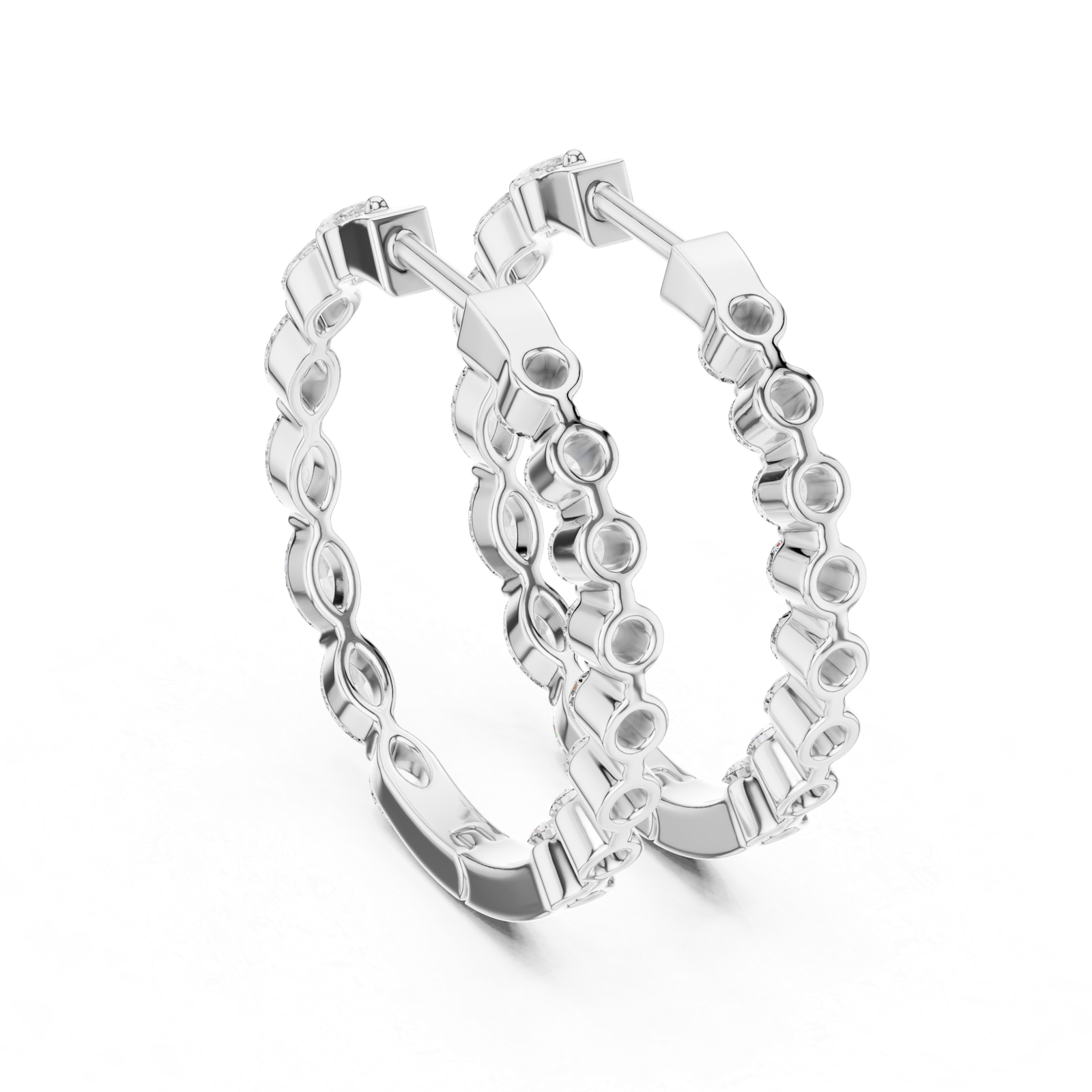 Neroli Marquise Round Diamond Hoop Diamond Earrings