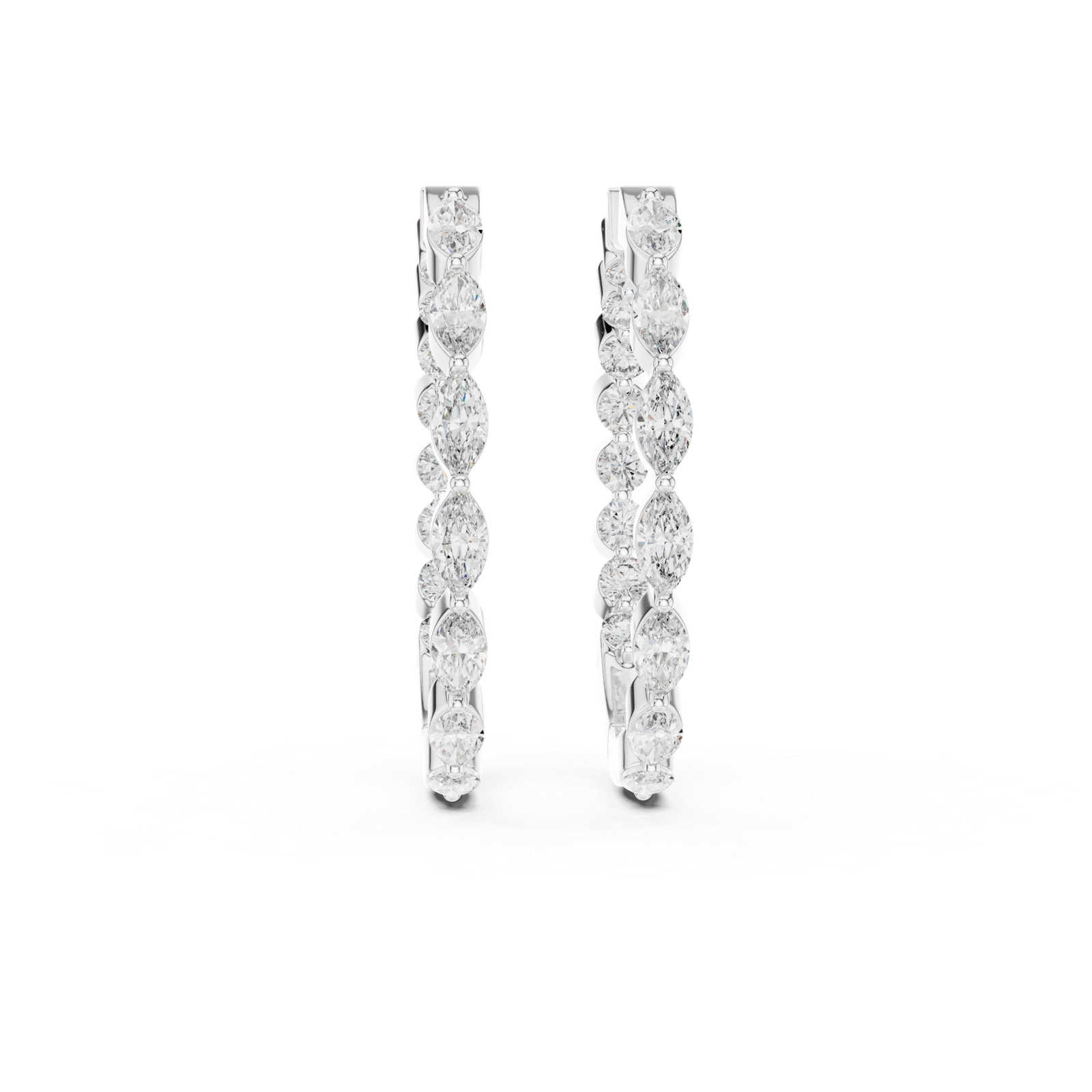 Neroli Marquise Round Diamond Hoop Diamond Earrings