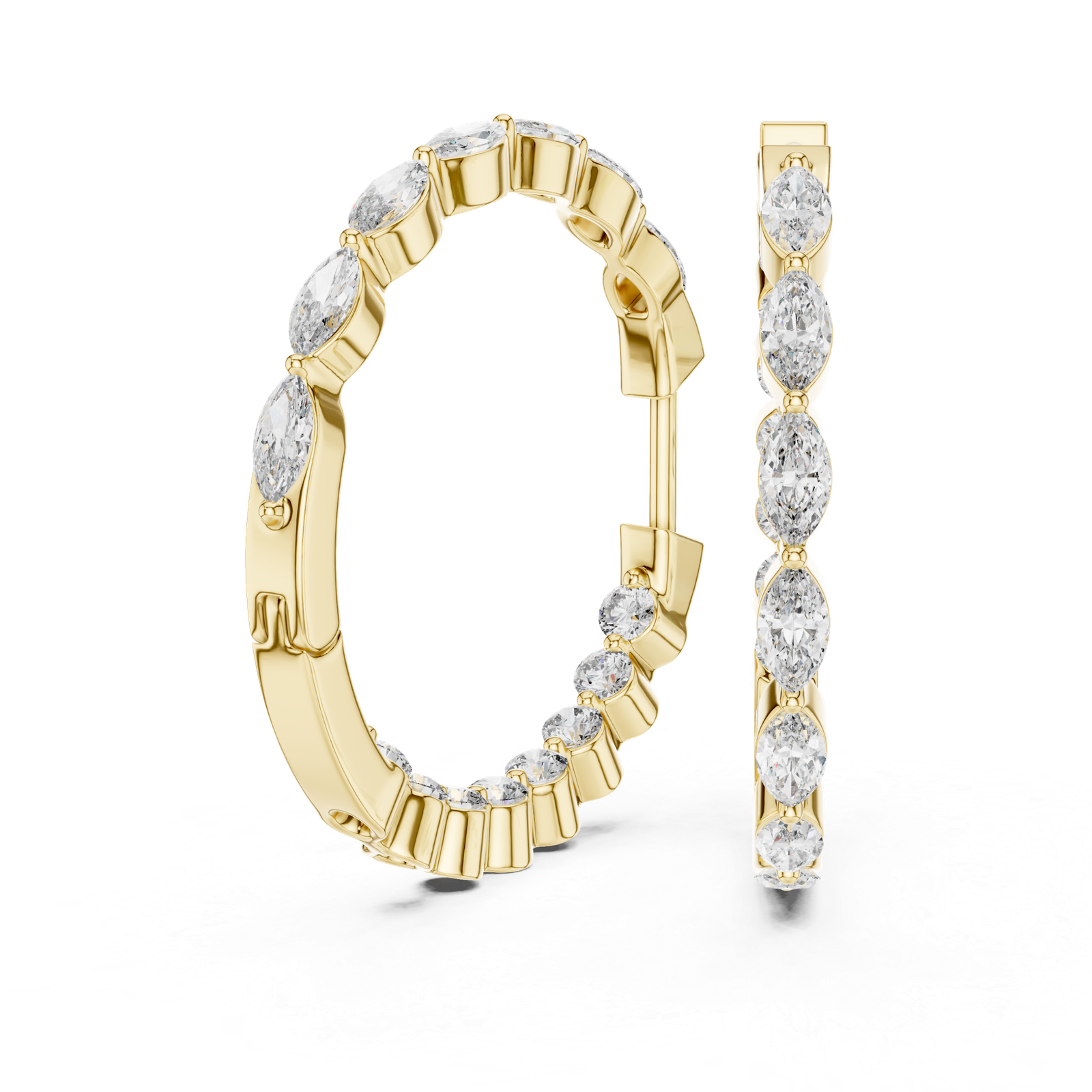 Neroli Marquise Round Diamond Hoop Diamond Earrings