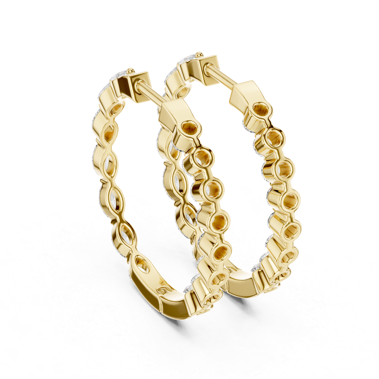 Neroli Marquise Round Diamond Hoop Diamond Earrings