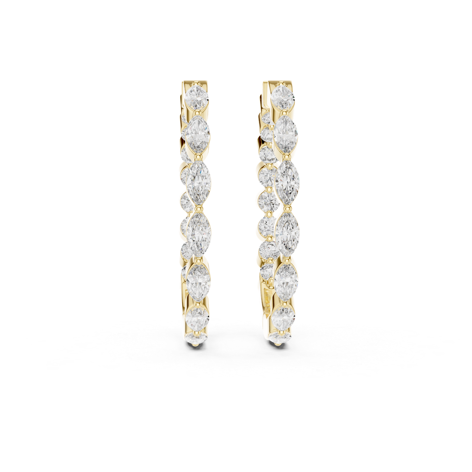 Neroli Marquise Round Diamond Hoop Diamond Earrings