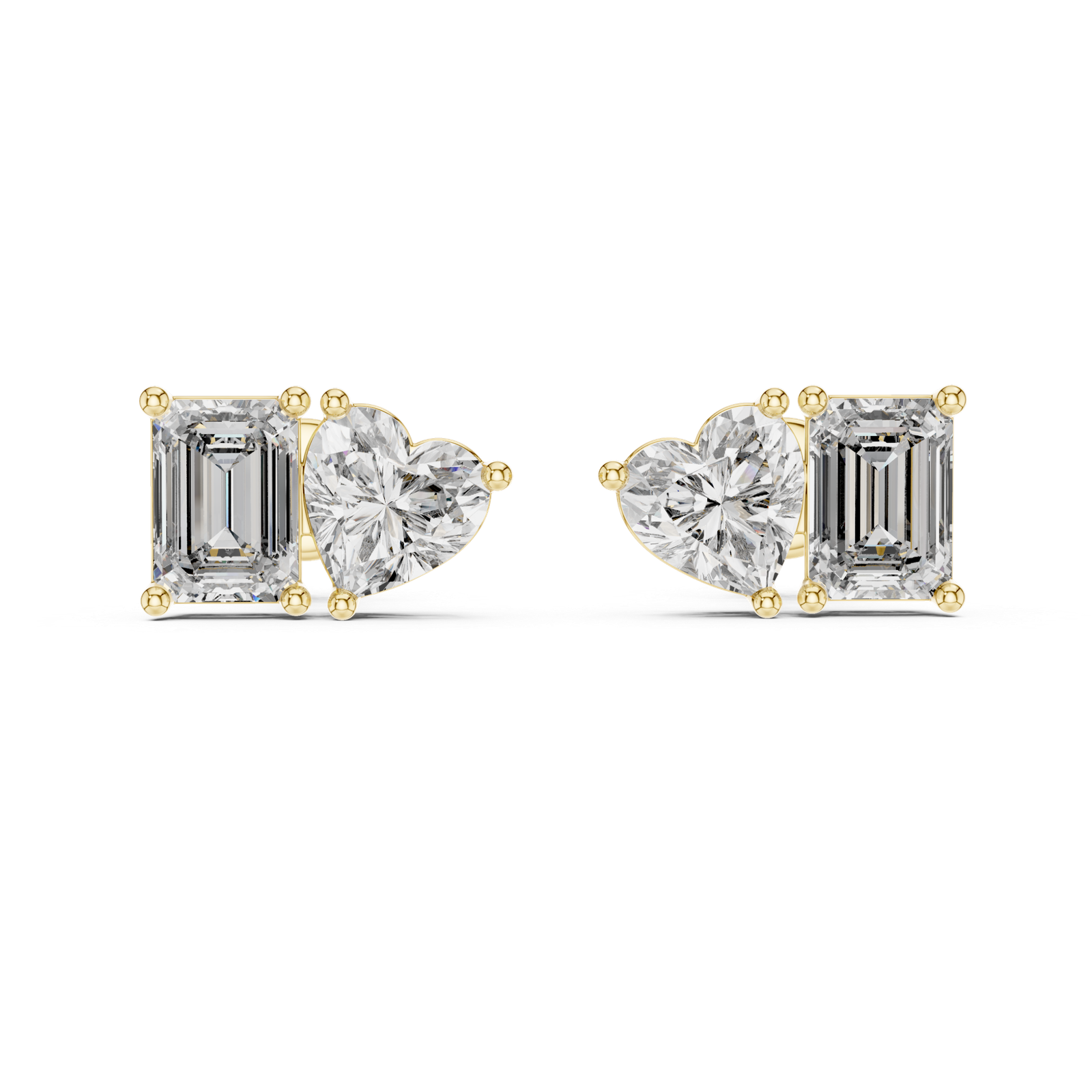 Leora Heart Emerald Diamond Stud Earrings