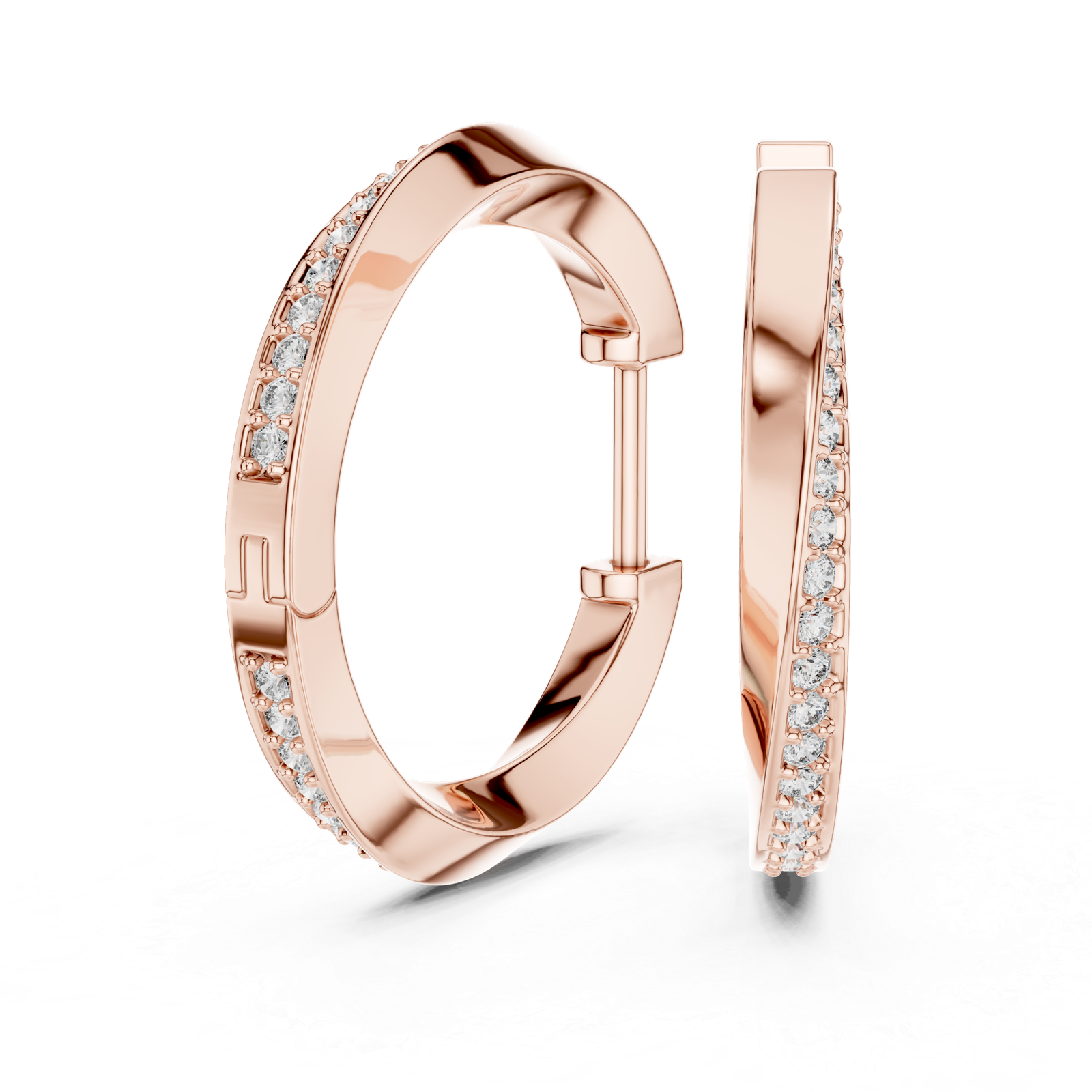 Estelle Slim Round Diamond Hoop Earrings