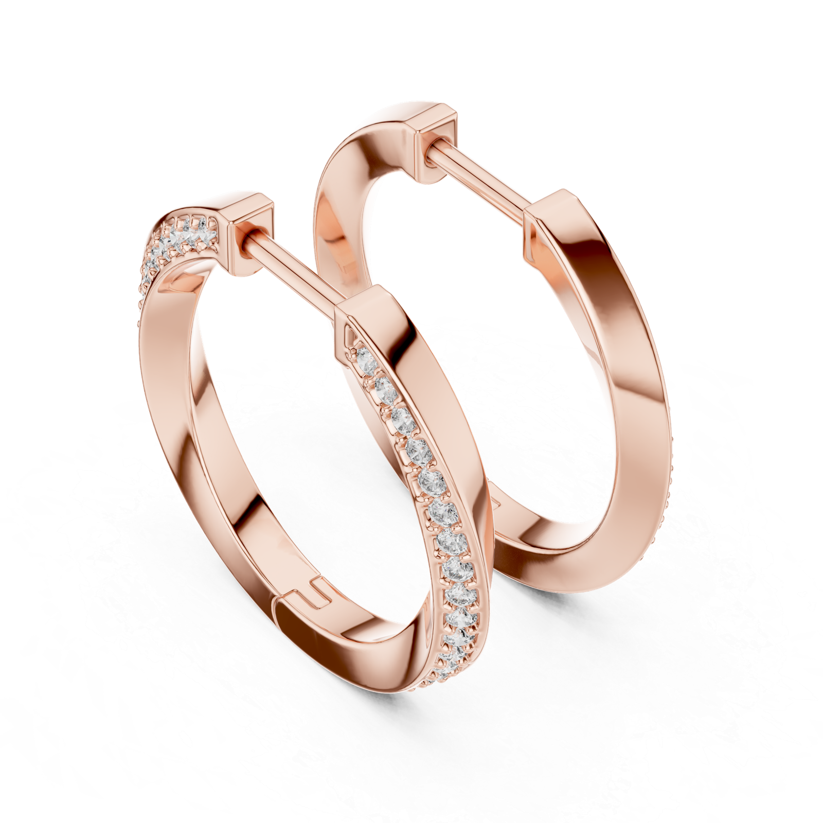 Estelle Slim Round Diamond Hoop Earrings