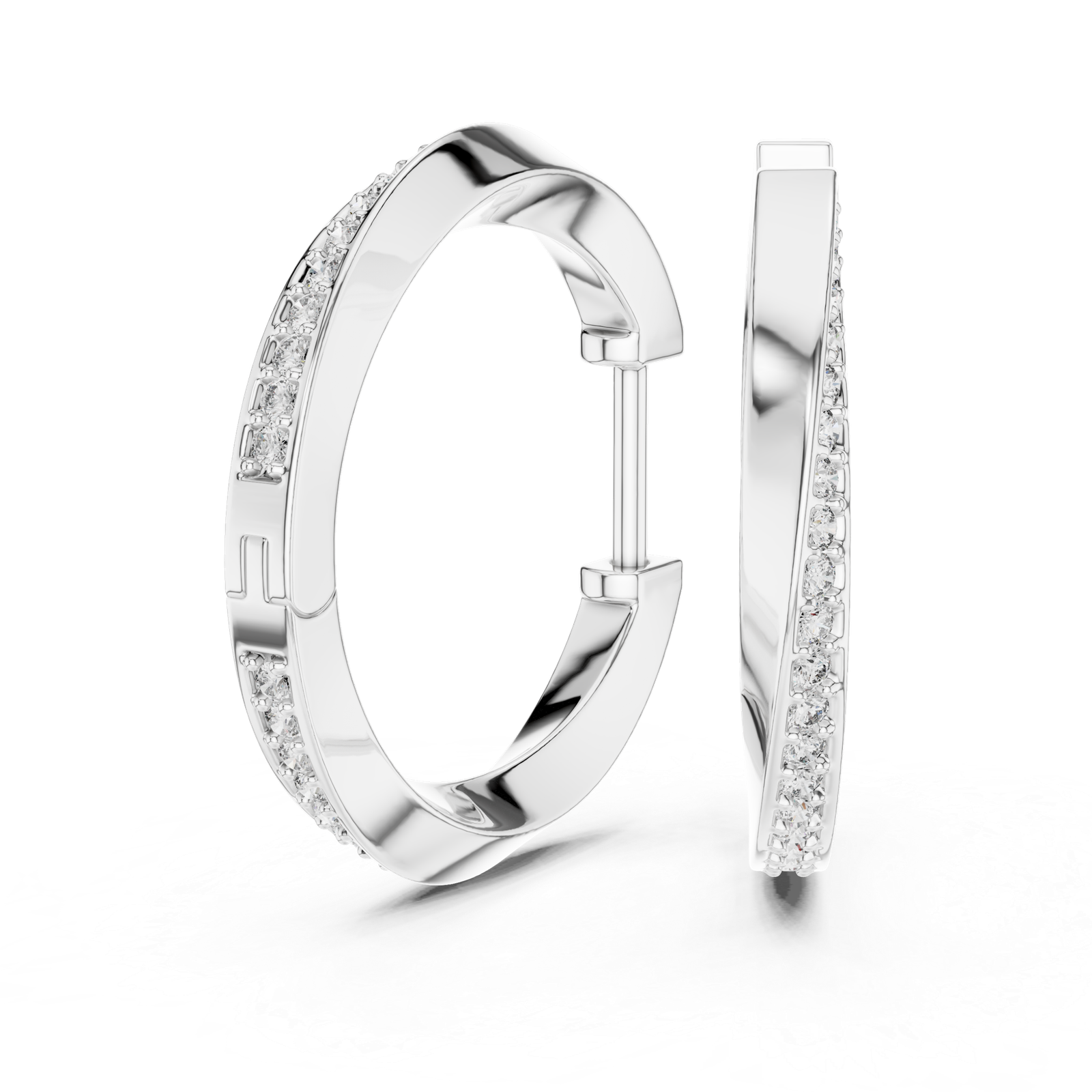 Estelle Slim Round Diamond Hoop Earrings