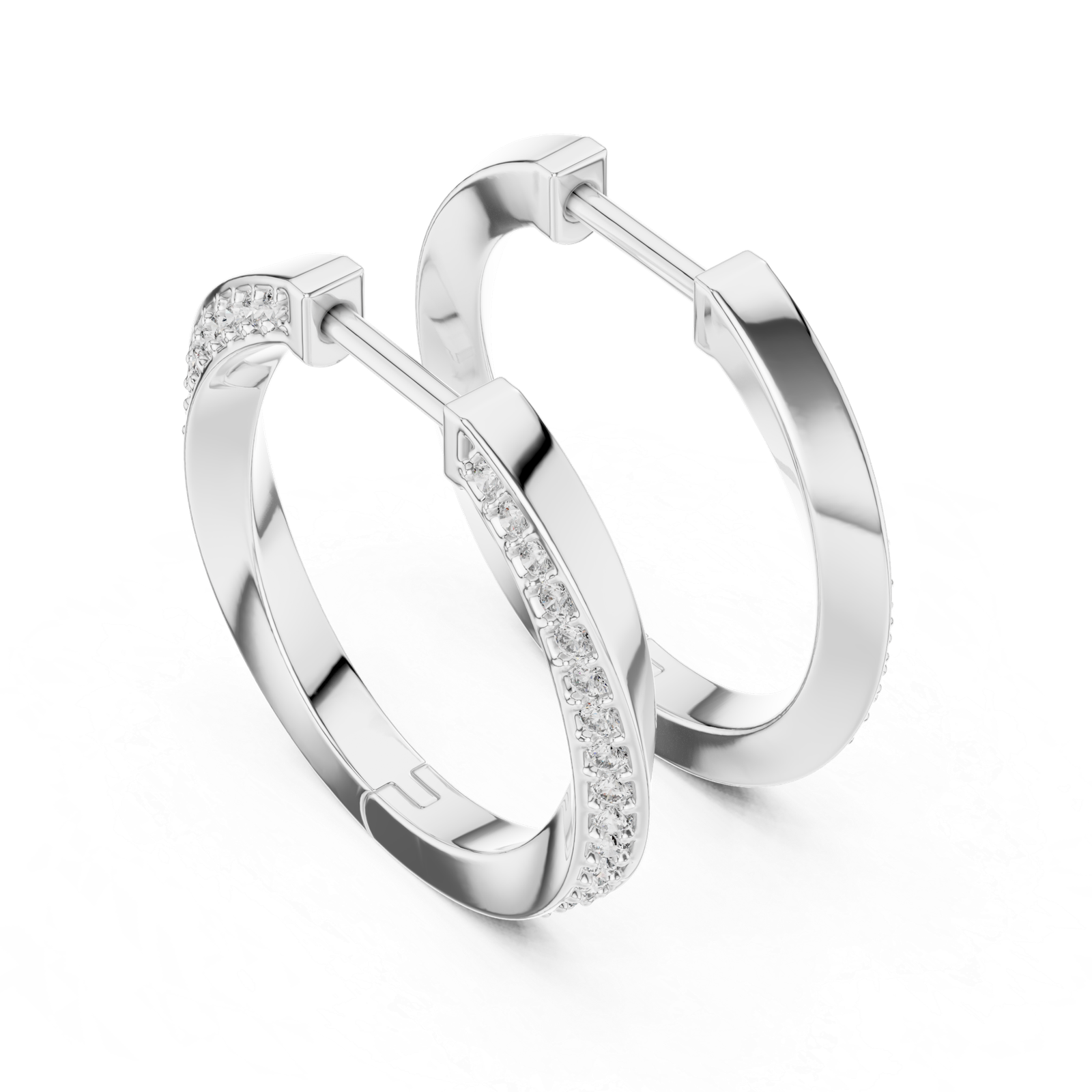 Estelle Slim Round Diamond Hoop Earrings