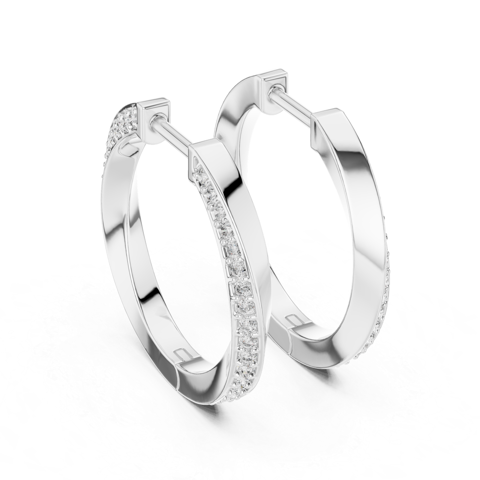 Estelle Slim Round Diamond Hoop Earrings
