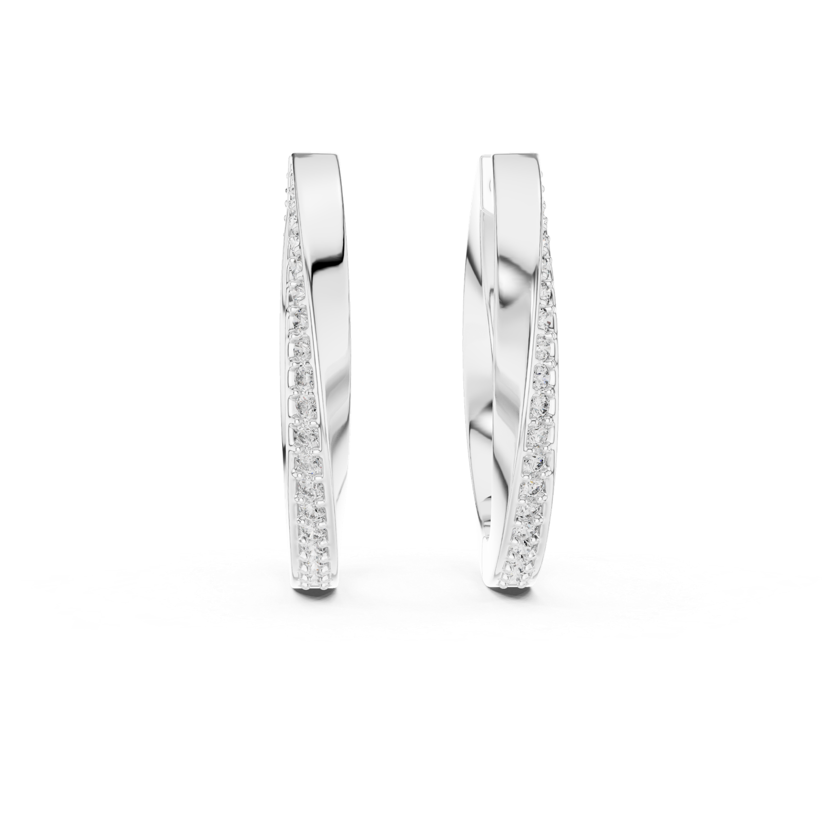 Estelle Slim Round Diamond Hoop Earrings
