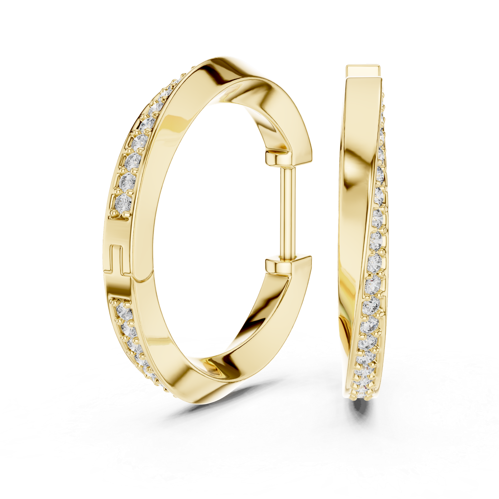 Estelle Slim Round Diamond Hoop Earrings
