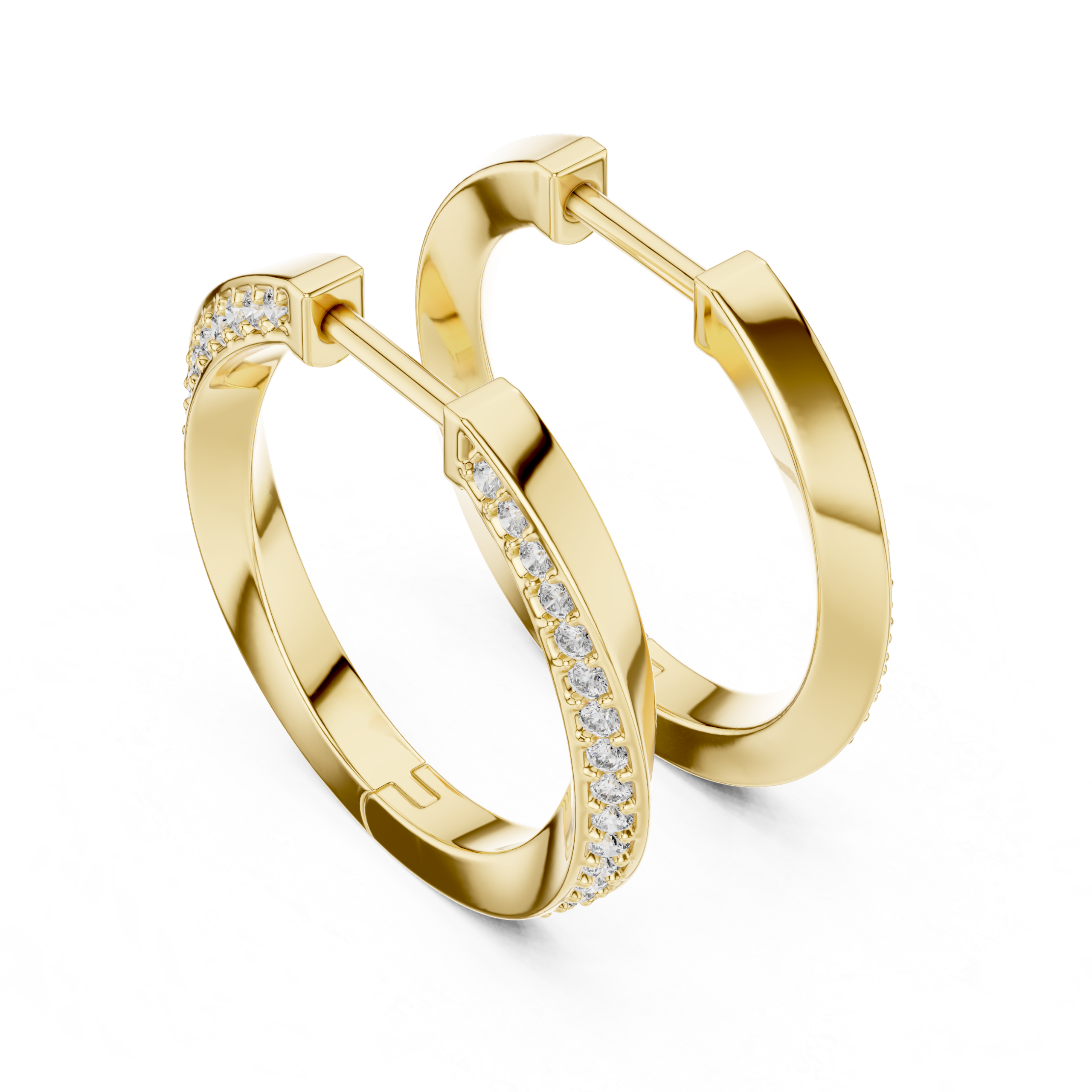 Estelle Slim Round Diamond Hoop Earrings
