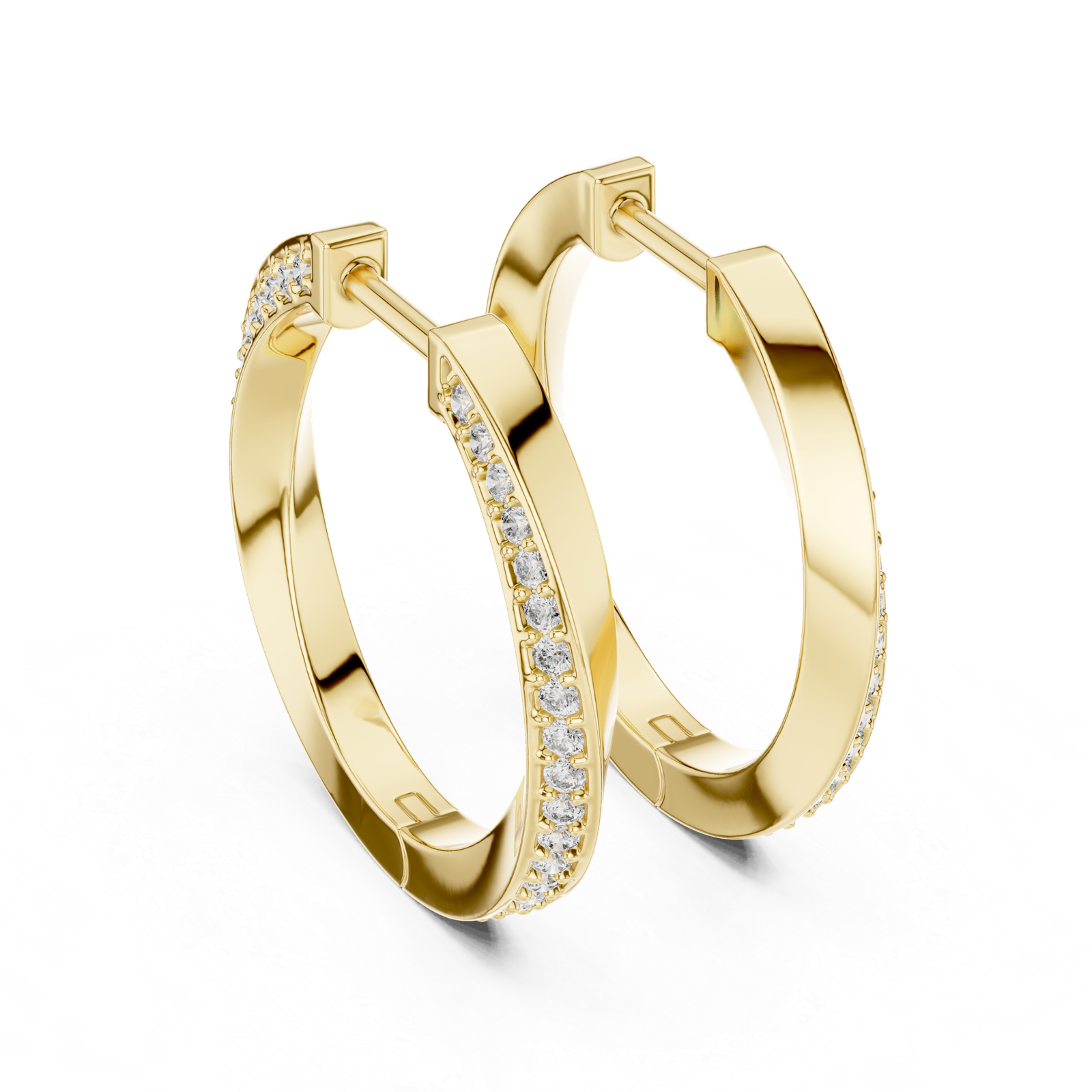 Estelle Slim Round Diamond Hoop Earrings