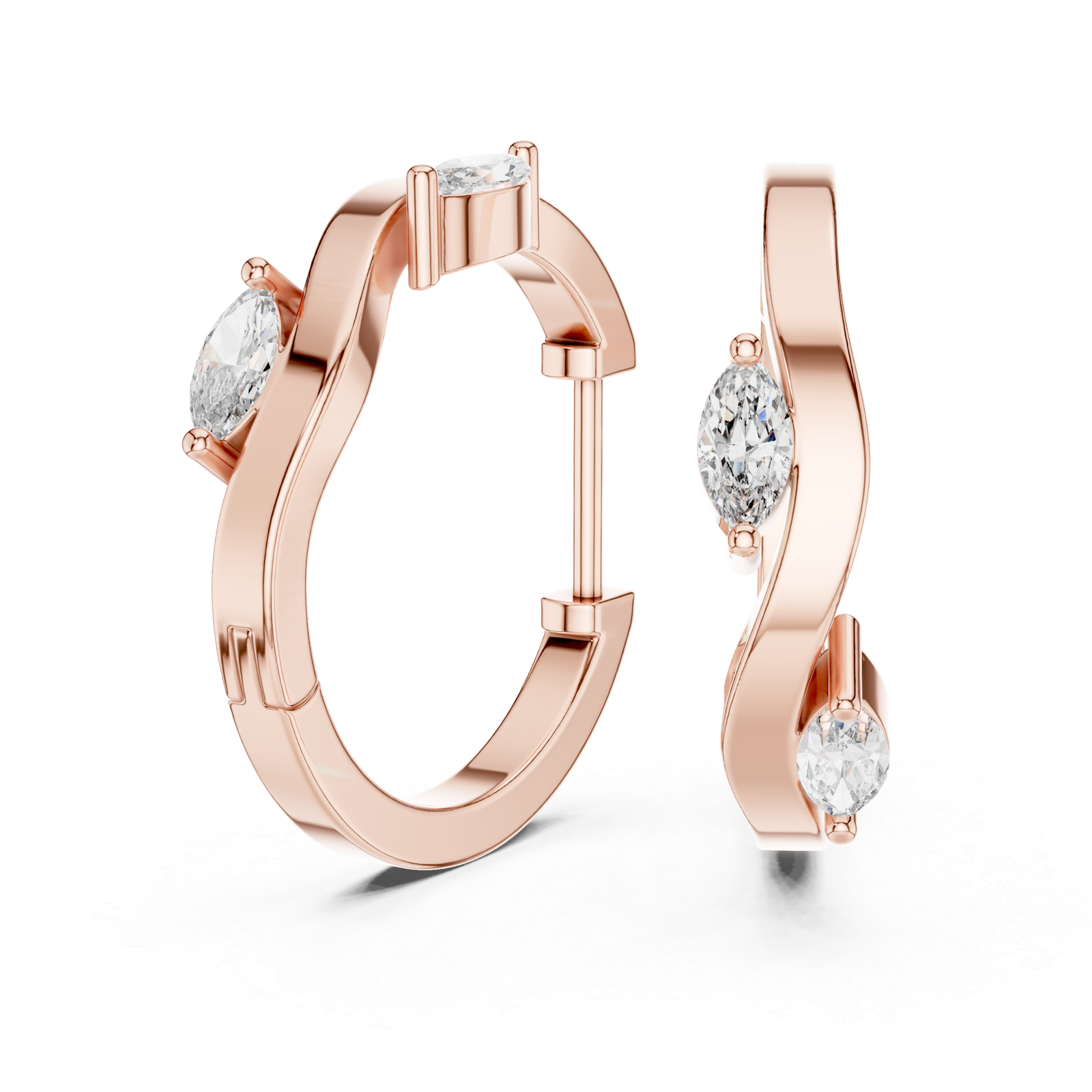 Vienne Marquise Accent Diamond Hoops Diamond Earrings