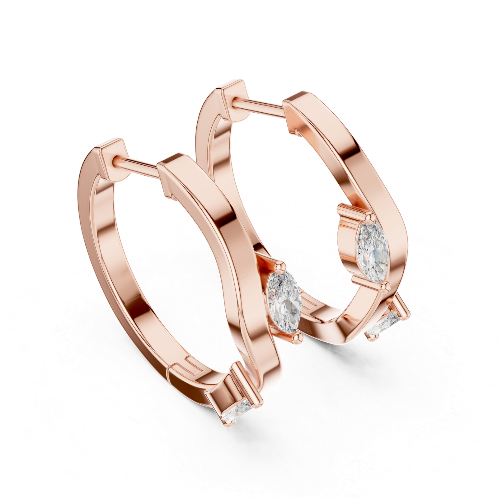 Vienne Marquise Accent Diamond Hoops Diamond Earrings