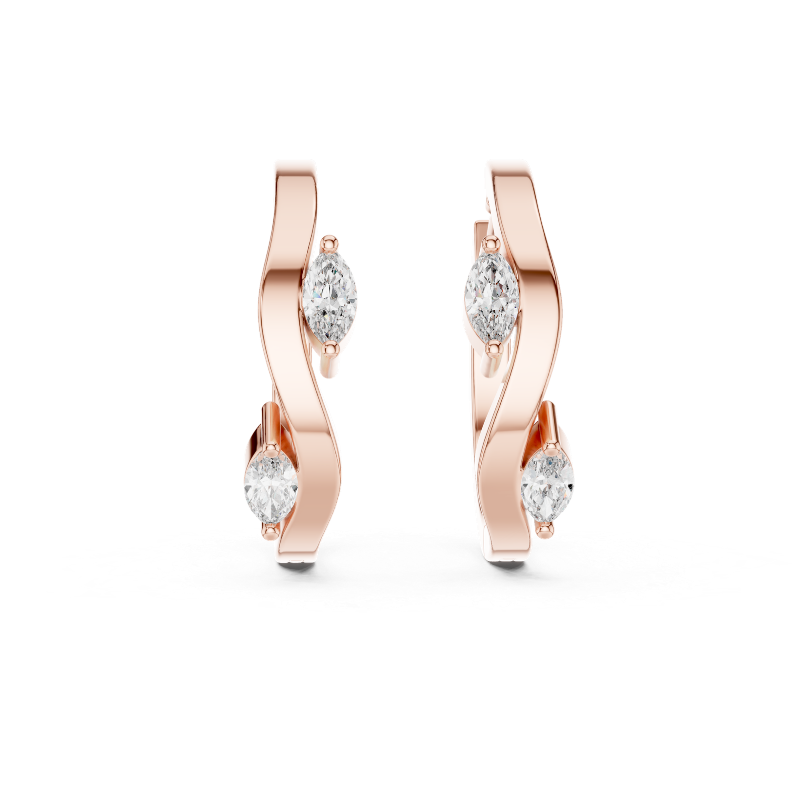 Vienne Marquise Accent Diamond Hoops Diamond Earrings