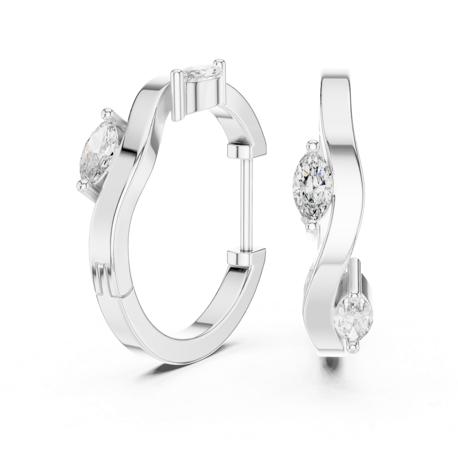 Vienne Marquise Accent Diamond Hoops Diamond Earrings