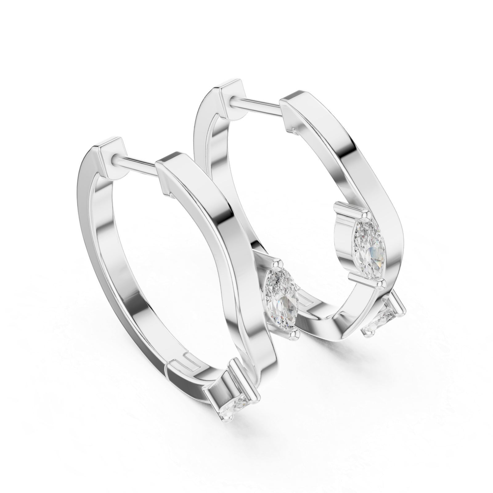 Vienne Marquise Accent Diamond Hoops Diamond Earrings