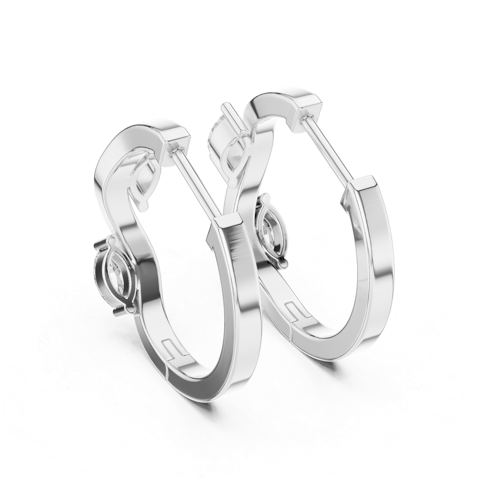 Vienne Marquise Accent Diamond Hoops Diamond Earrings