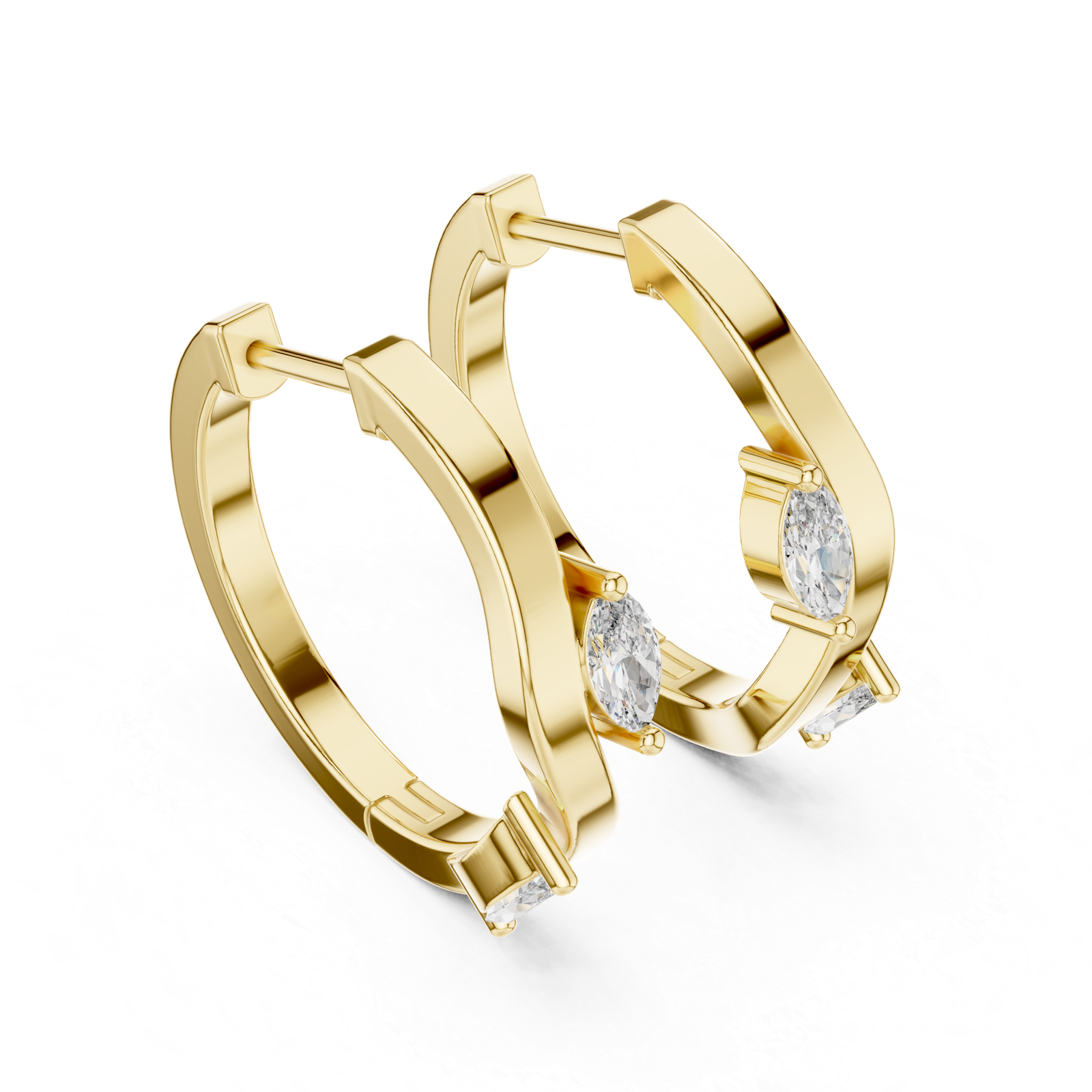 Vienne Marquise Accent Diamond Hoops Diamond Earrings