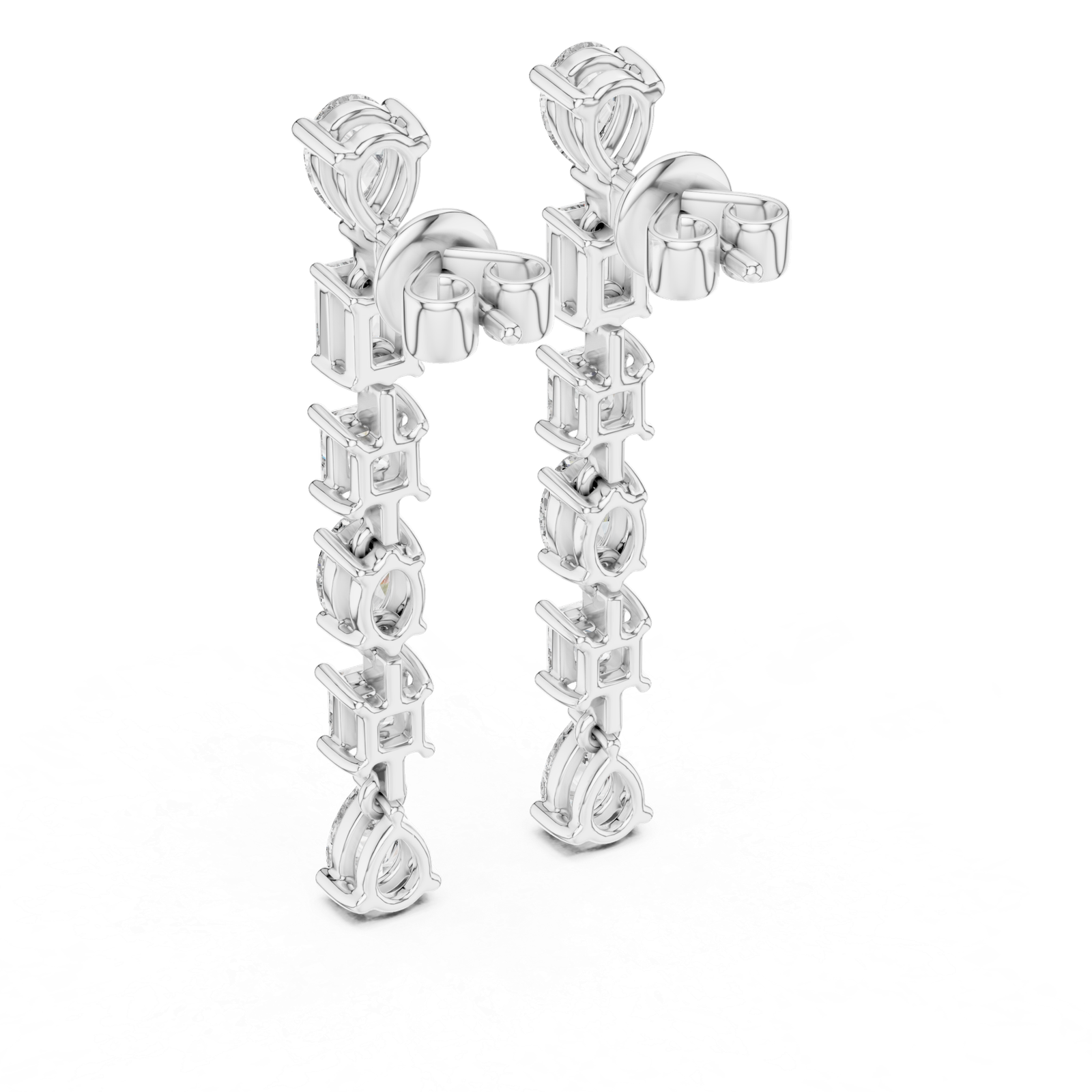 Orla Mixed Cut Linear Diamond Drops Diamond Earrings