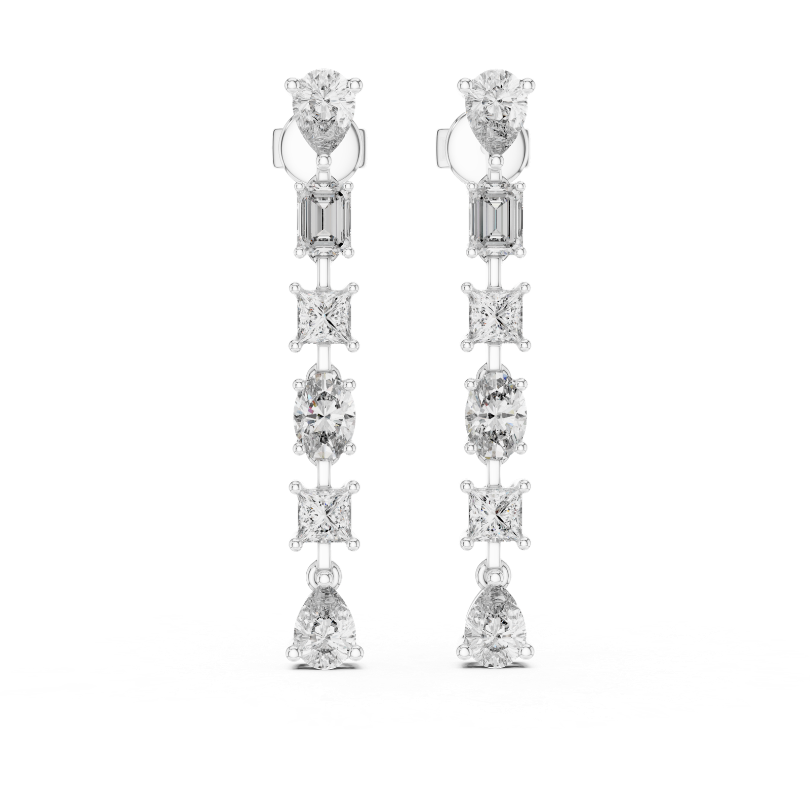 Orla Mixed Cut Linear Diamond Drops Diamond Earrings