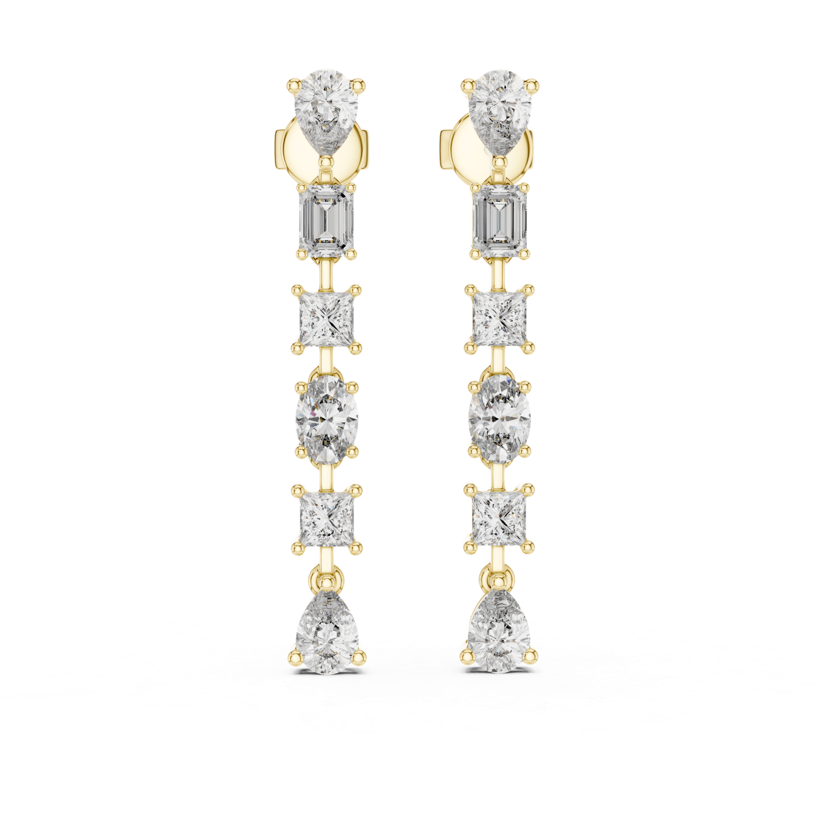 Orla Mixed Cut Linear Diamond Drops Diamond Earrings