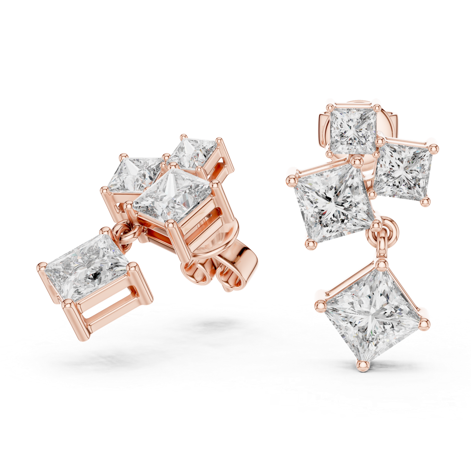 Lyra Princess Cascade Diamond Earrings