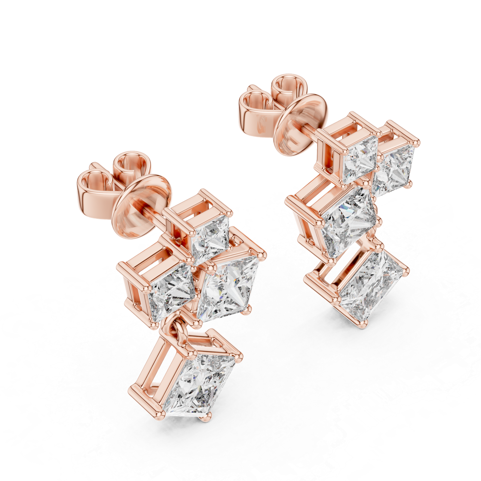 Lyra Princess Cascade Diamond Earrings
